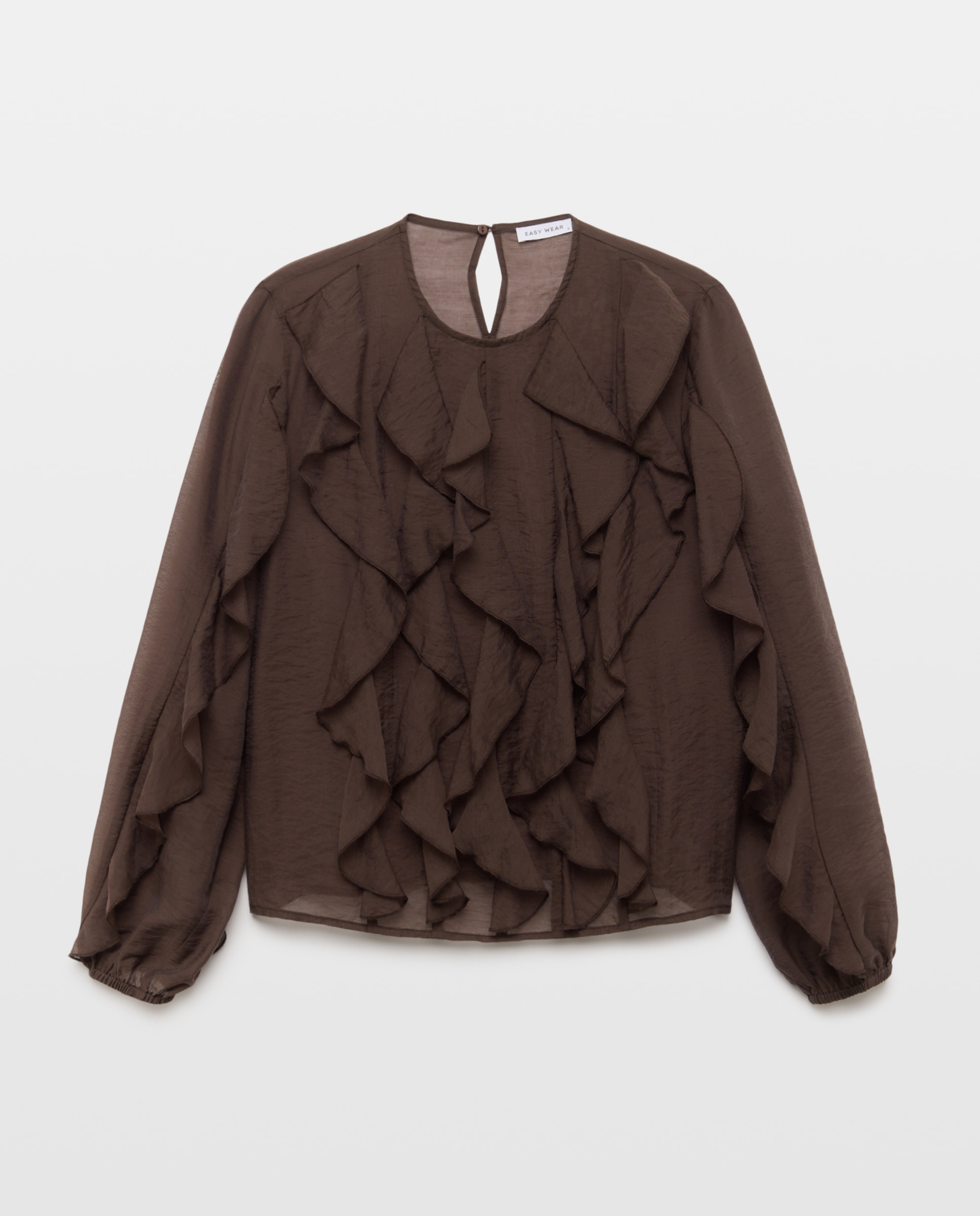 Blusa de mujer con volantes - Easy Wear - Marrón Marrón-4