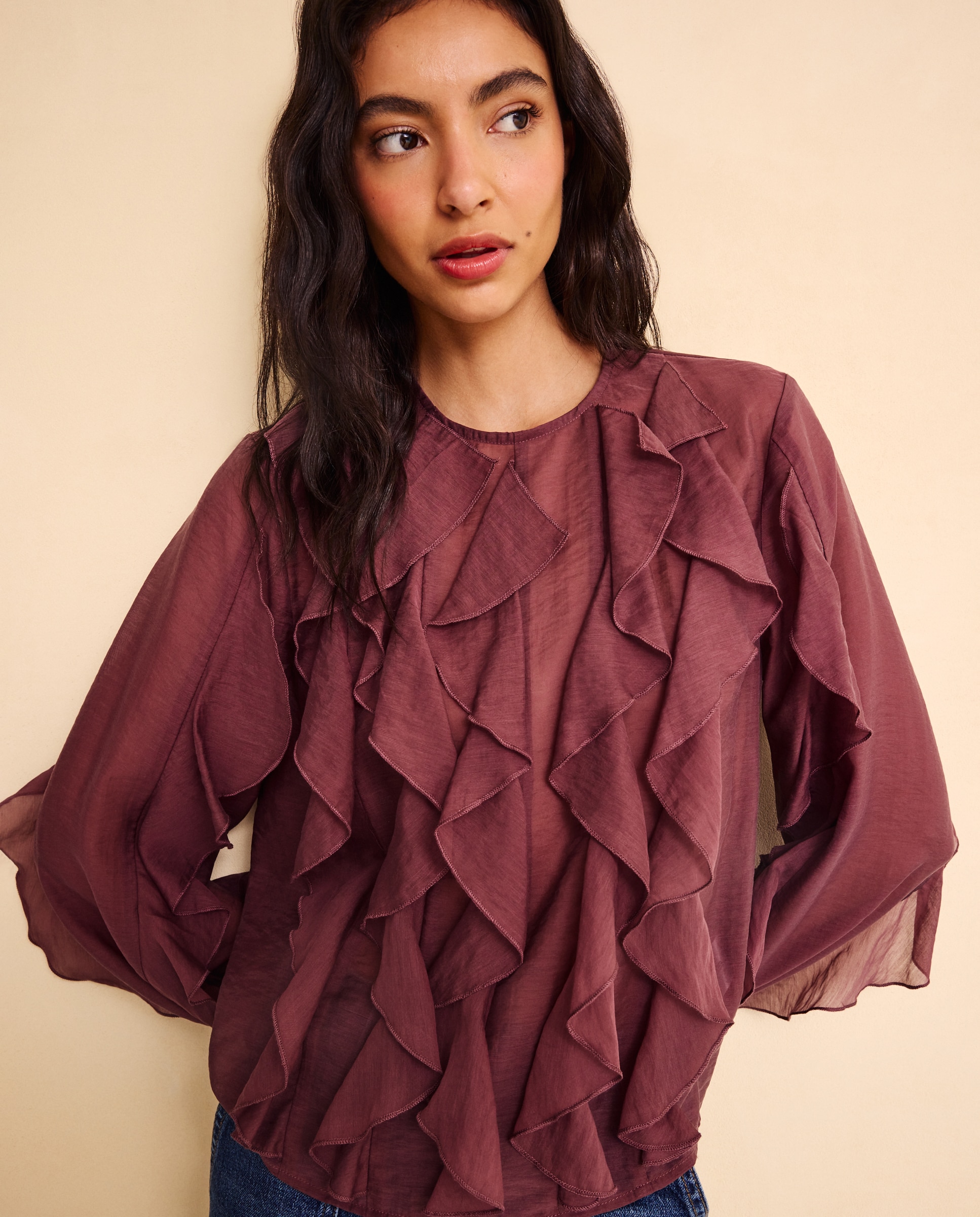 Blusa com folhos 200 Rosa-2
