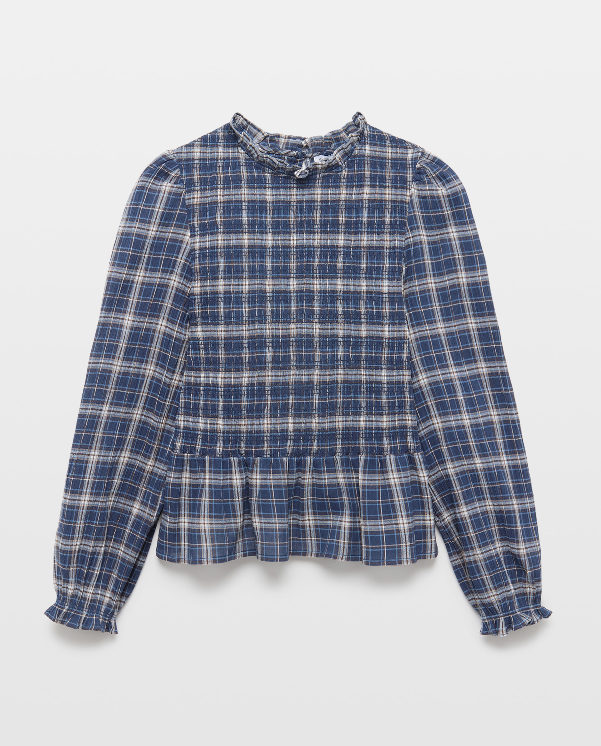 Top de mujer cuadros con nido de abeja - Easy Wear - Azul Azul-5