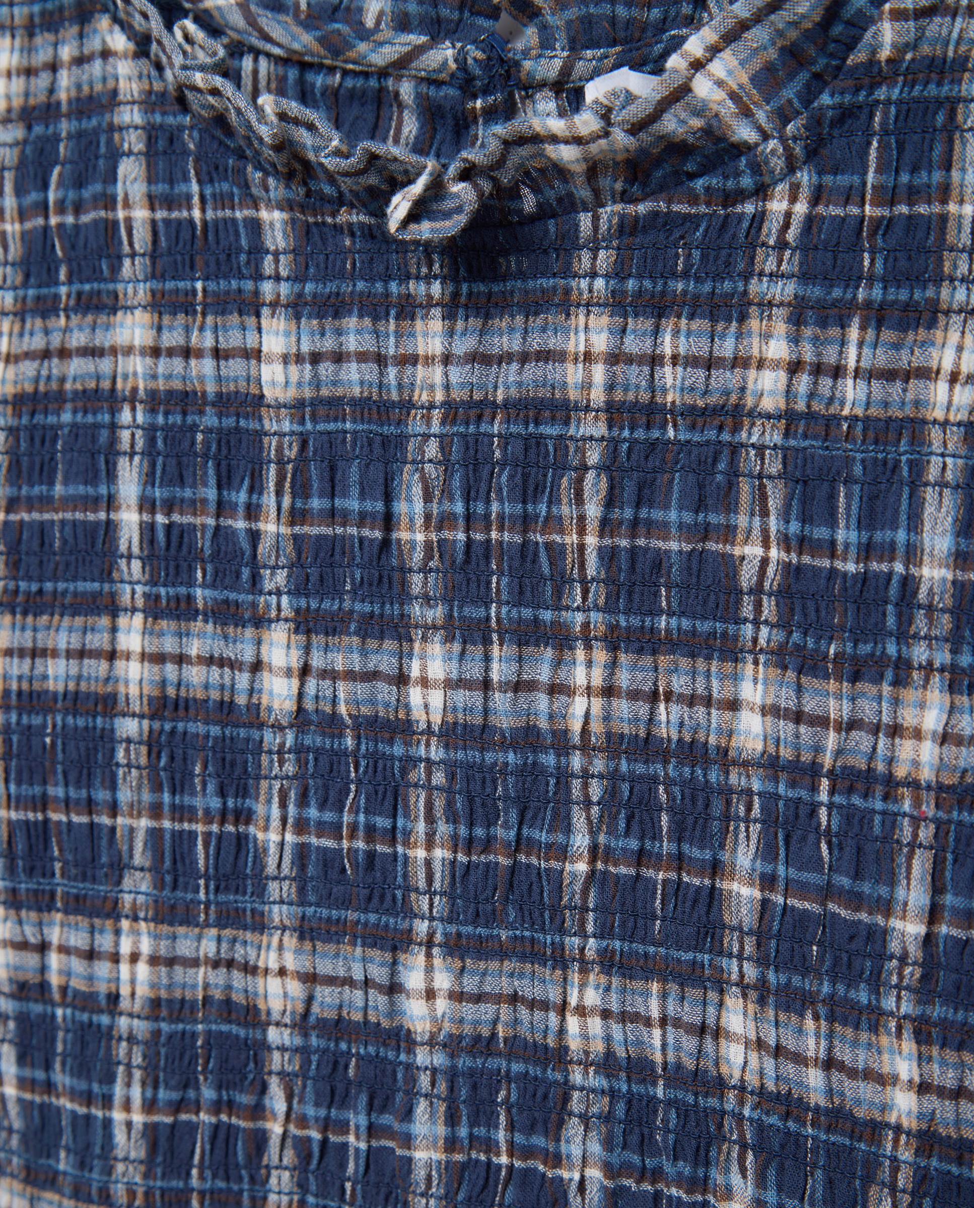 Top de mujer cuadros con nido de abeja - Easy Wear - Azul Azul-6