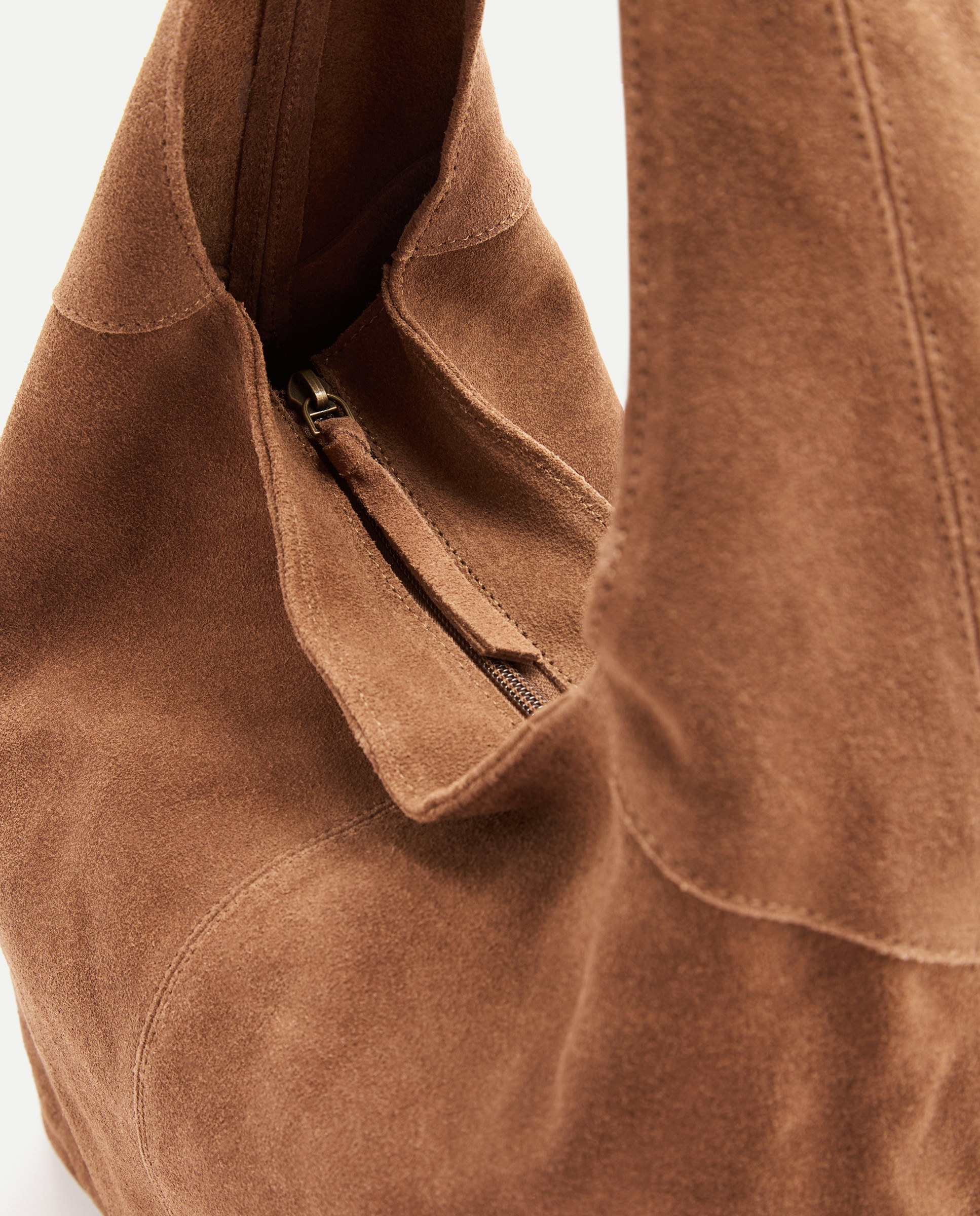 Hobo de piel con cremallera - Easy Wear - Marrón Marrón-3