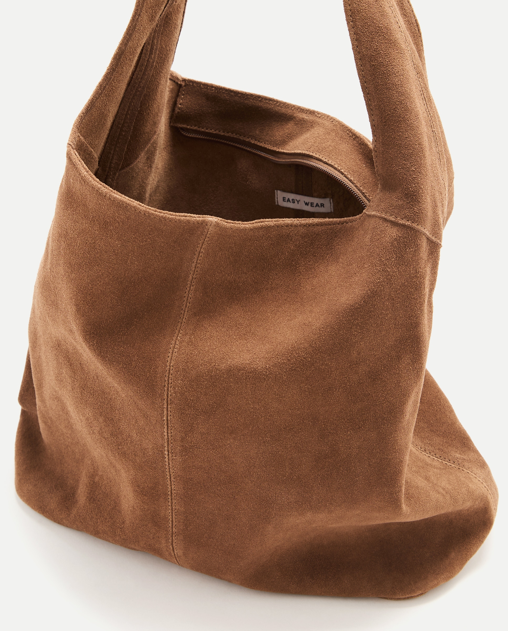 Hobo de piel con cremallera - Easy Wear - Marrón Marrón-4