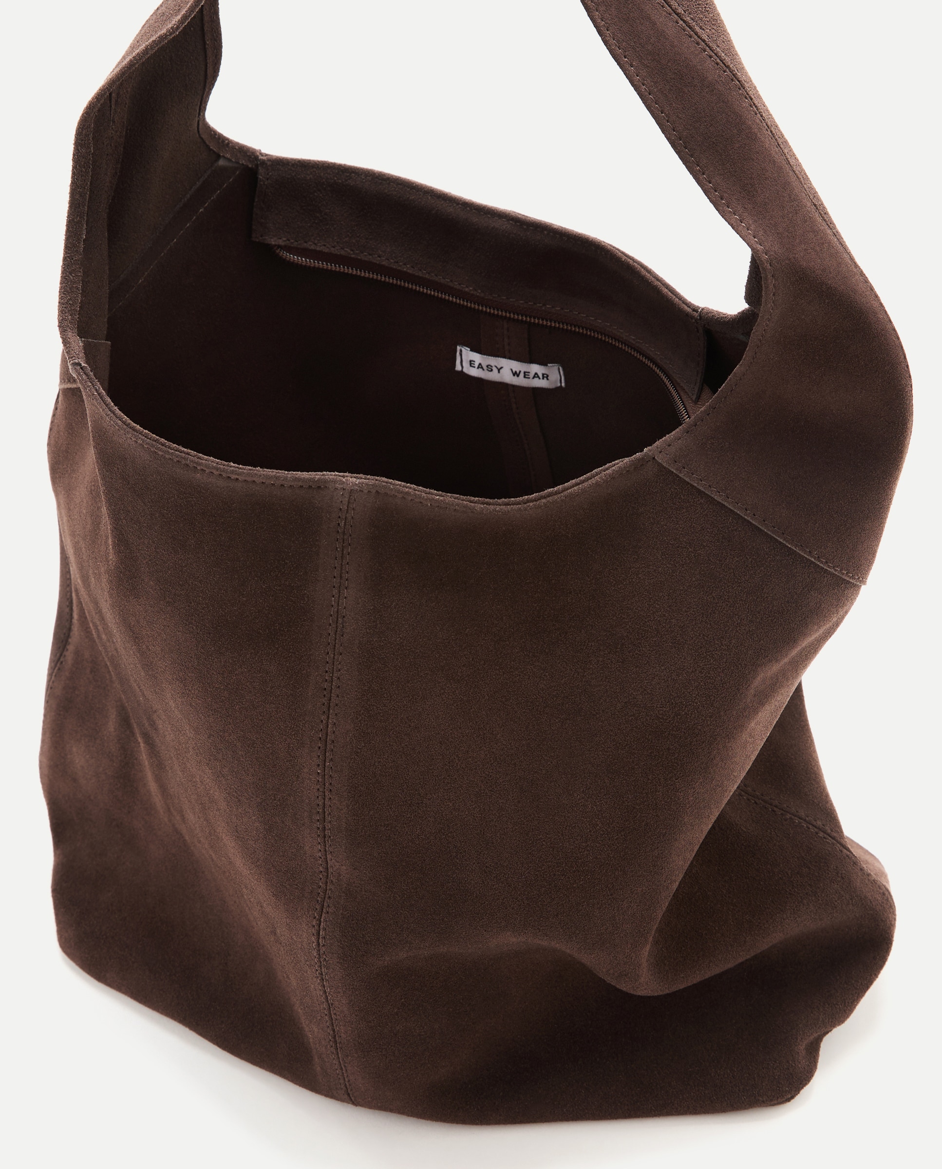 Mala Hobo com Fecho de Correr e em Pele Chocolate-4