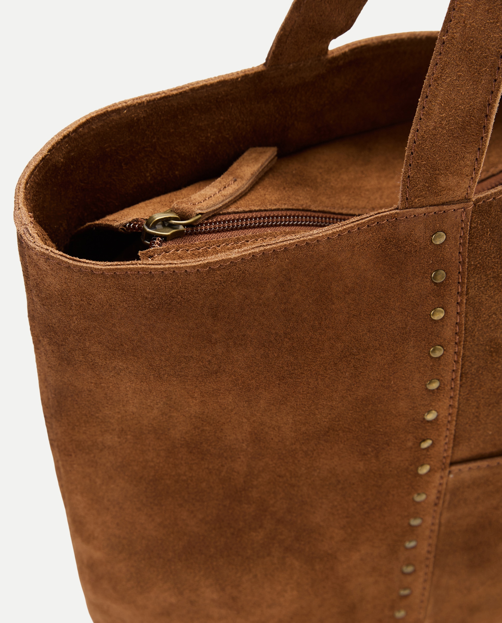 Mala Shopper em Pele com Tachas Castanho-3