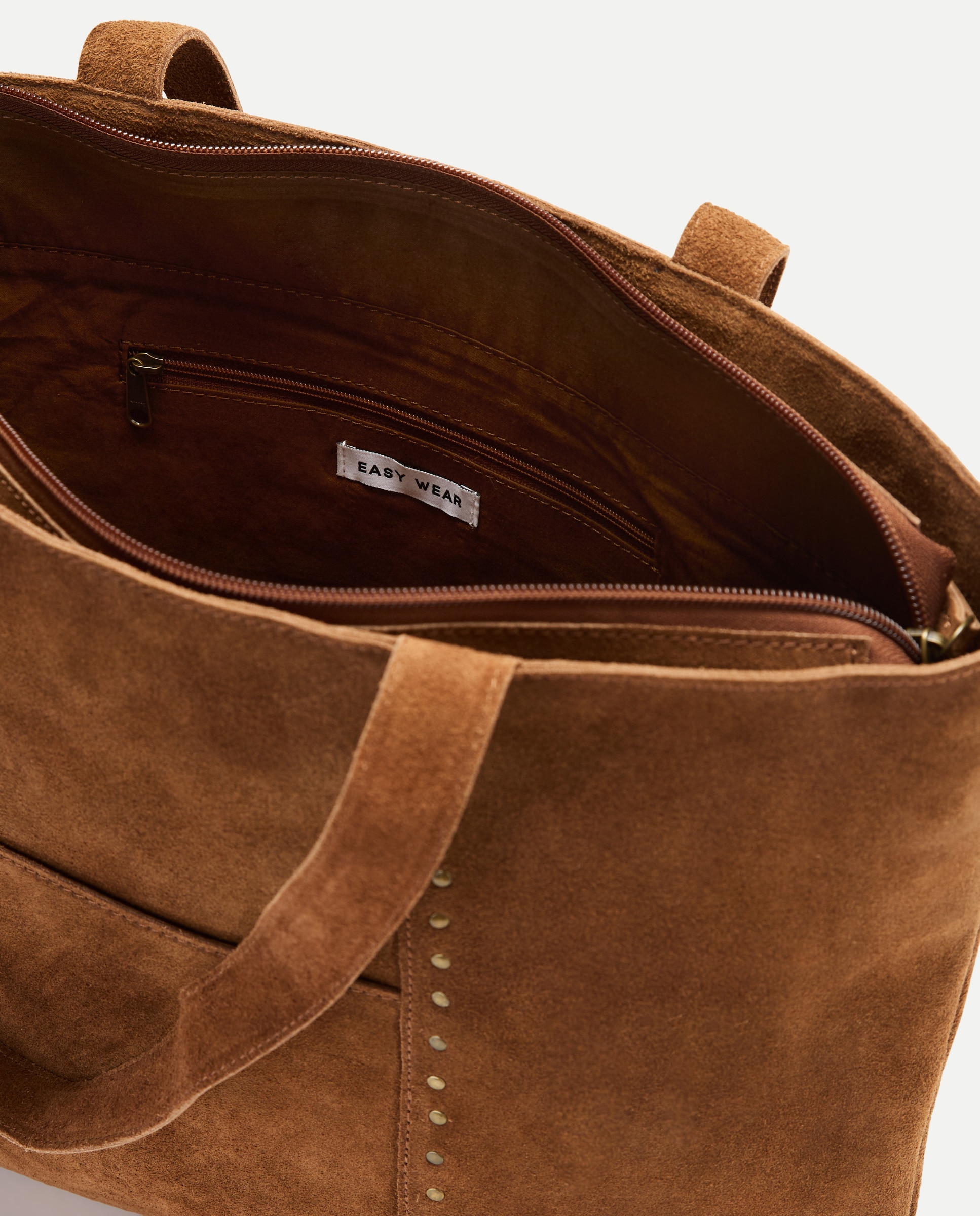 Mala Shopper em Pele com Tachas Castanho-4