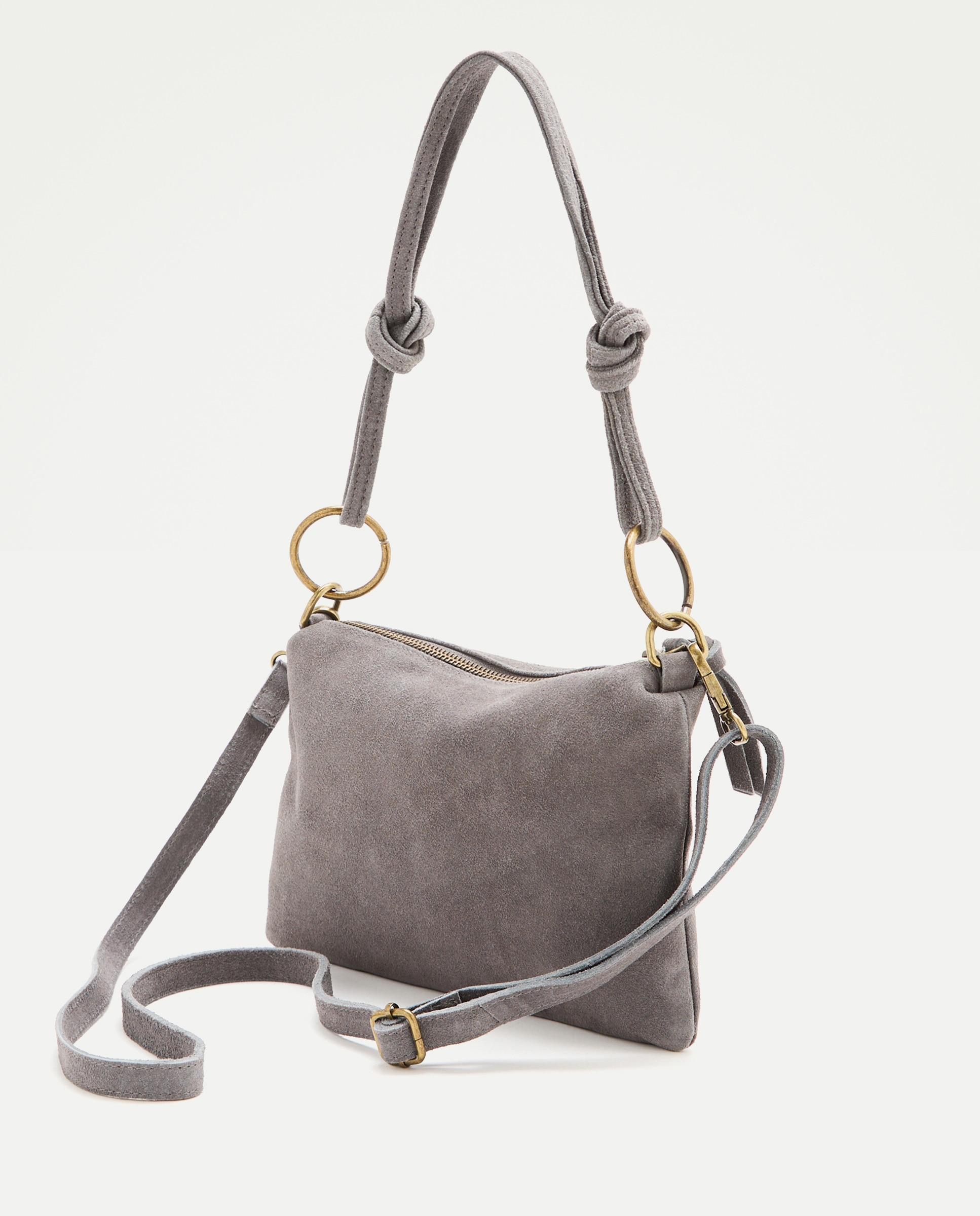 Mala Pouch em Pele com Aros 820 Cinzento Médio-2