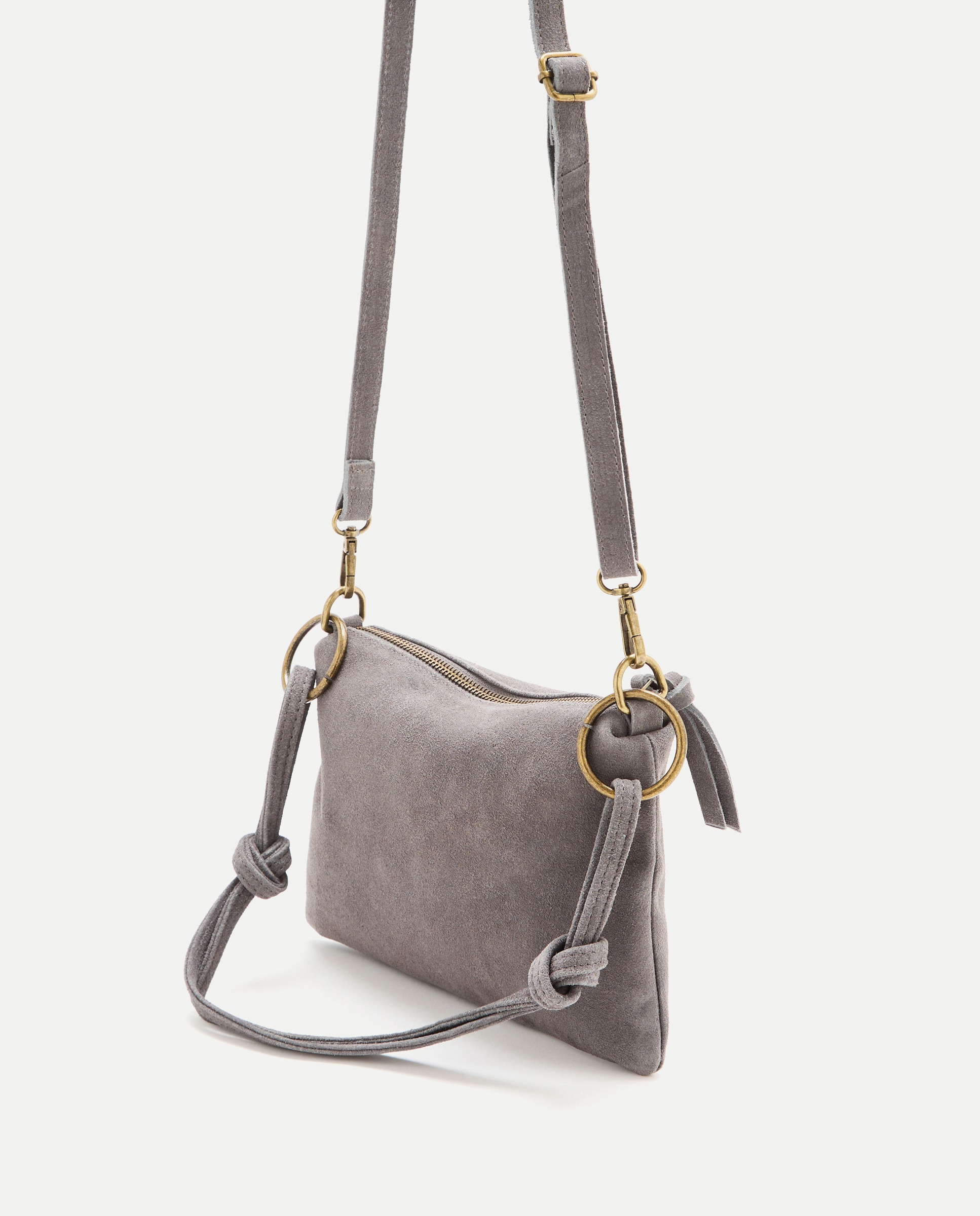 Mala Pouch em Pele com Aros 820 Cinzento Médio-3