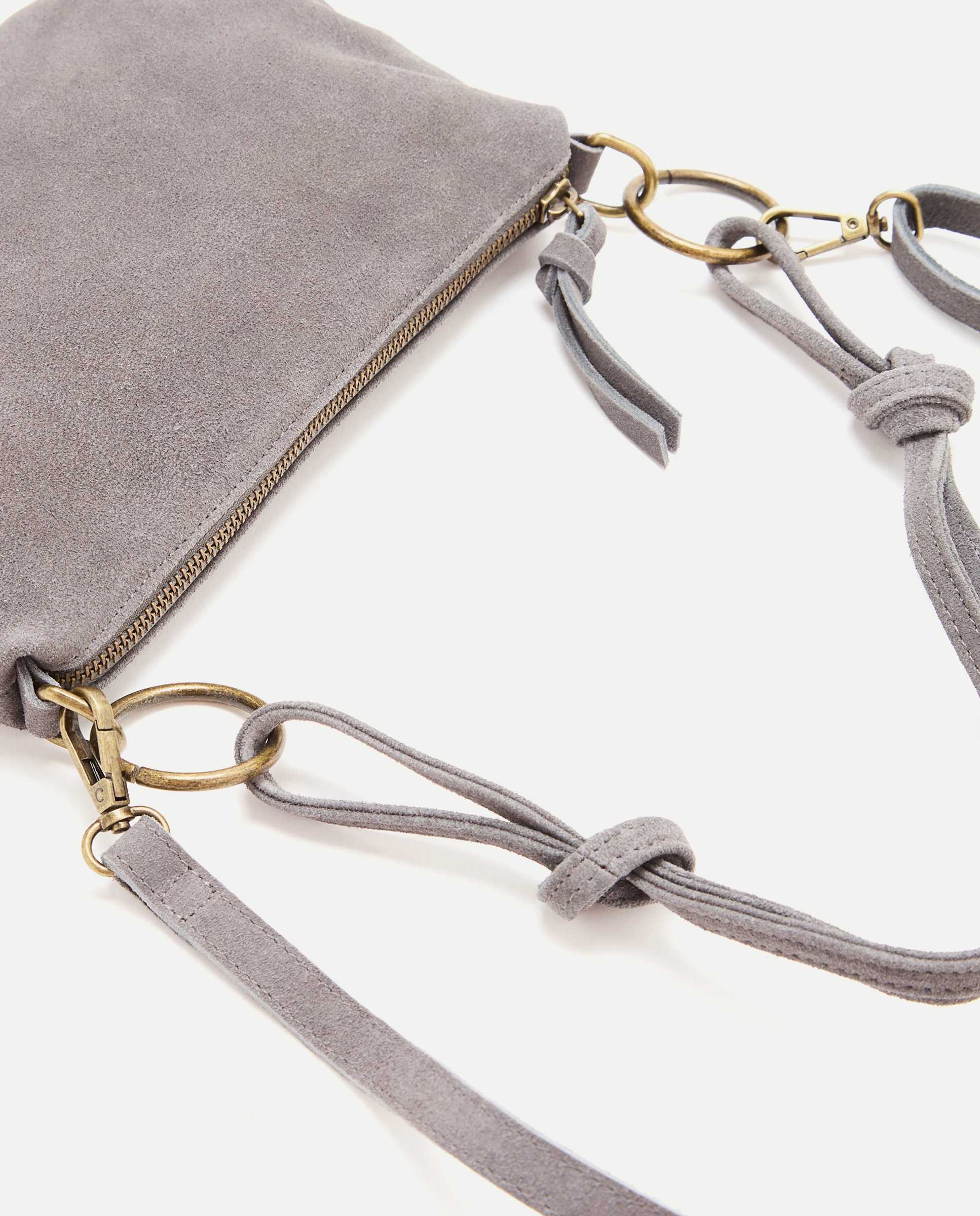 Mala Pouch em Pele com Aros 820 Cinzento Médio-4