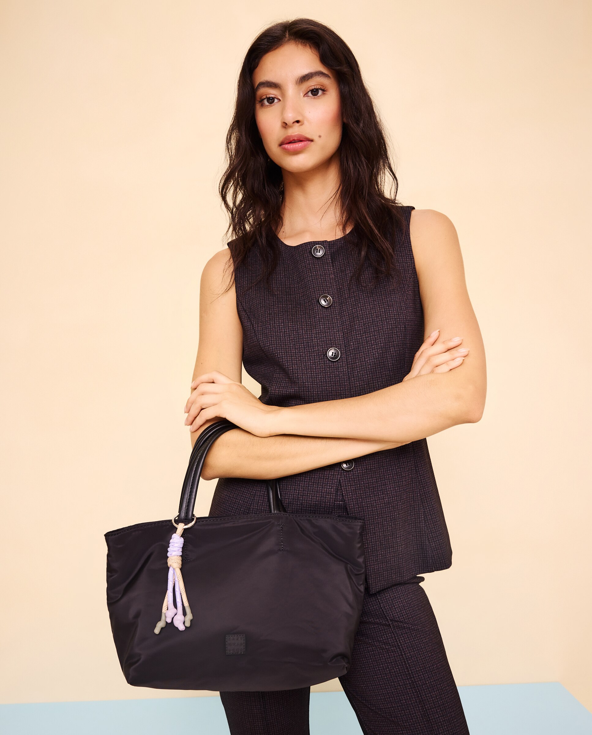 Mala a Tiracolo de Nylon Preto-4