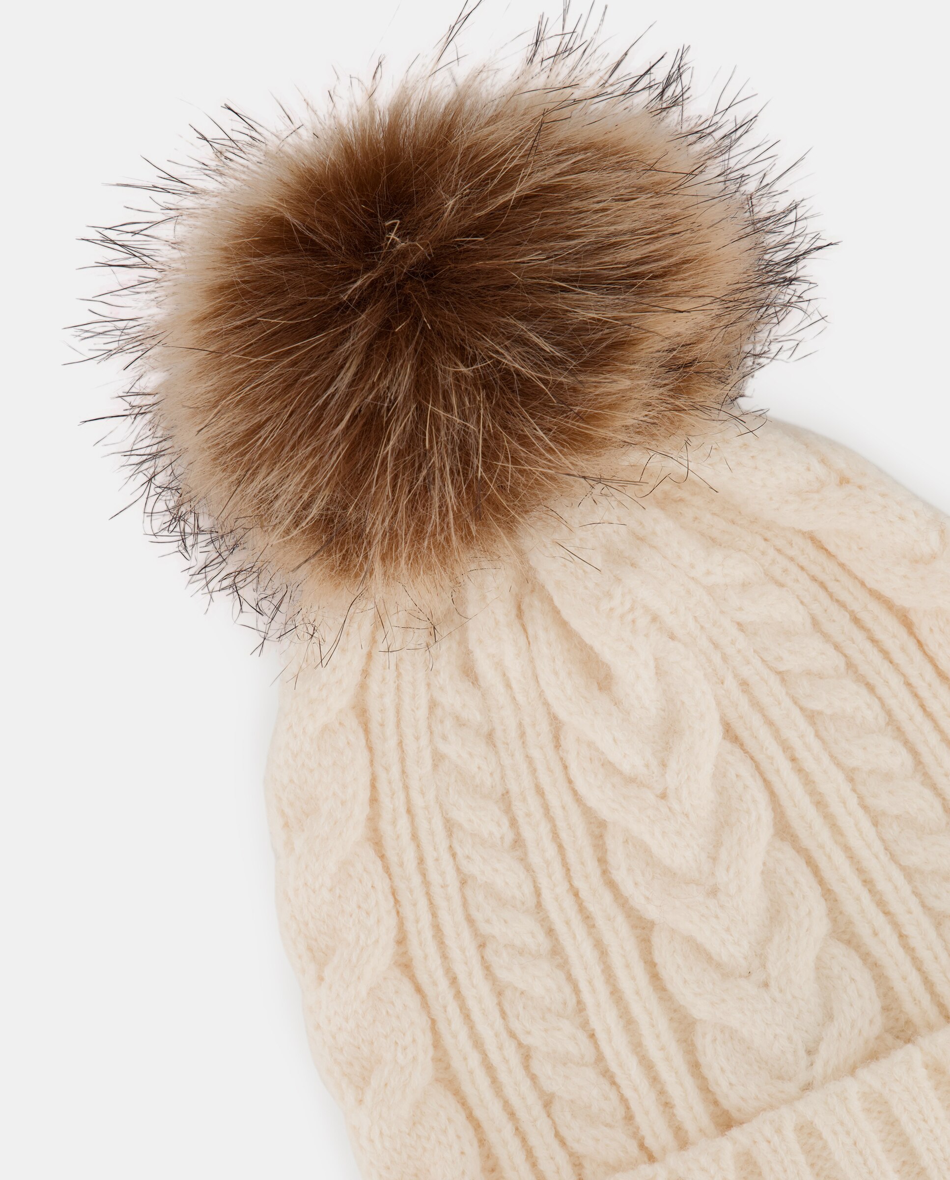 Gorro com Pompom Bege-2