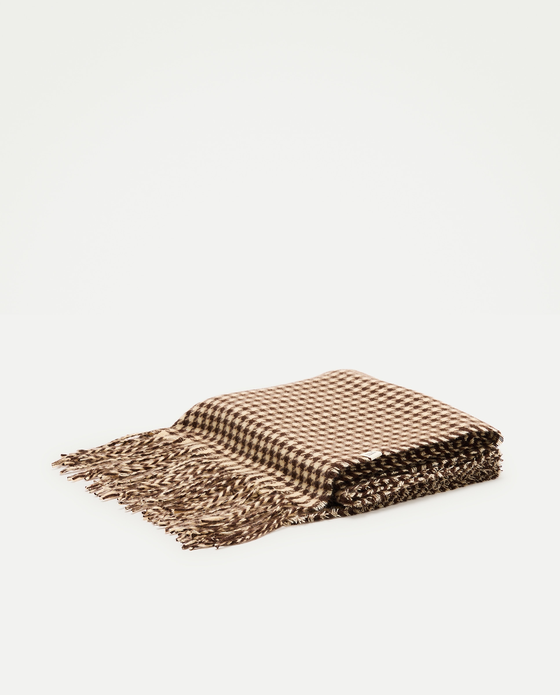 Cachecol Fino com Padrão Houndstooth Castanho-2