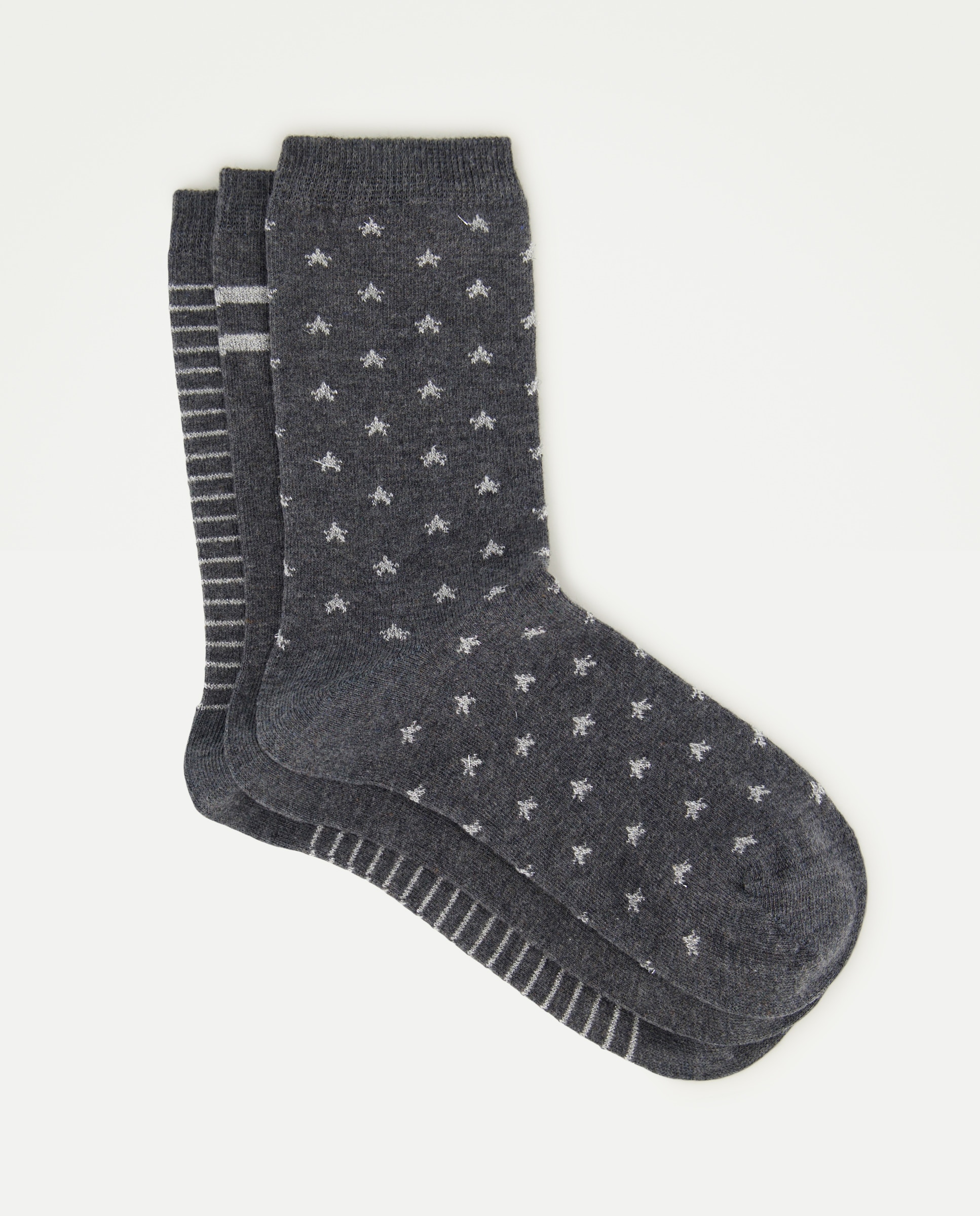 Pack de calcetines de mujer lurex con estrellas - Easy Wear - 820 Gris medio 820 Gris medio-1