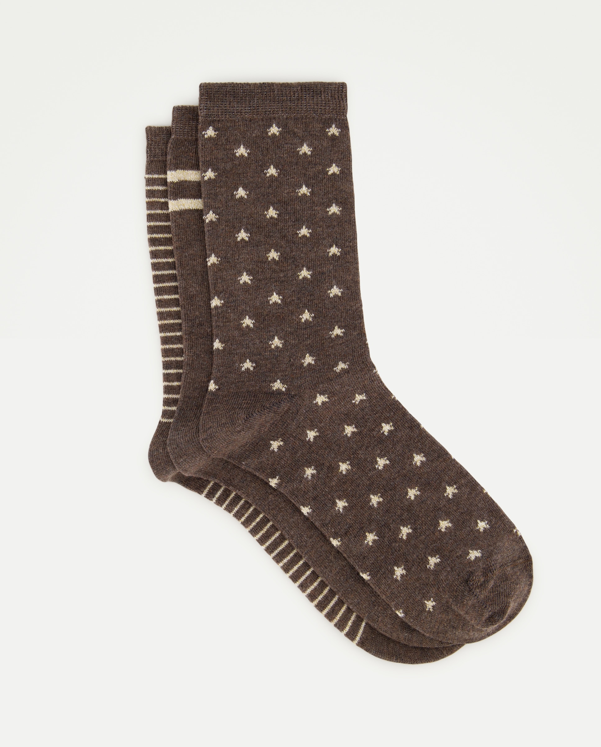 Pack de calcetines de mujer lurex con estrellas - Easy Wear - Marrón Marrón-1