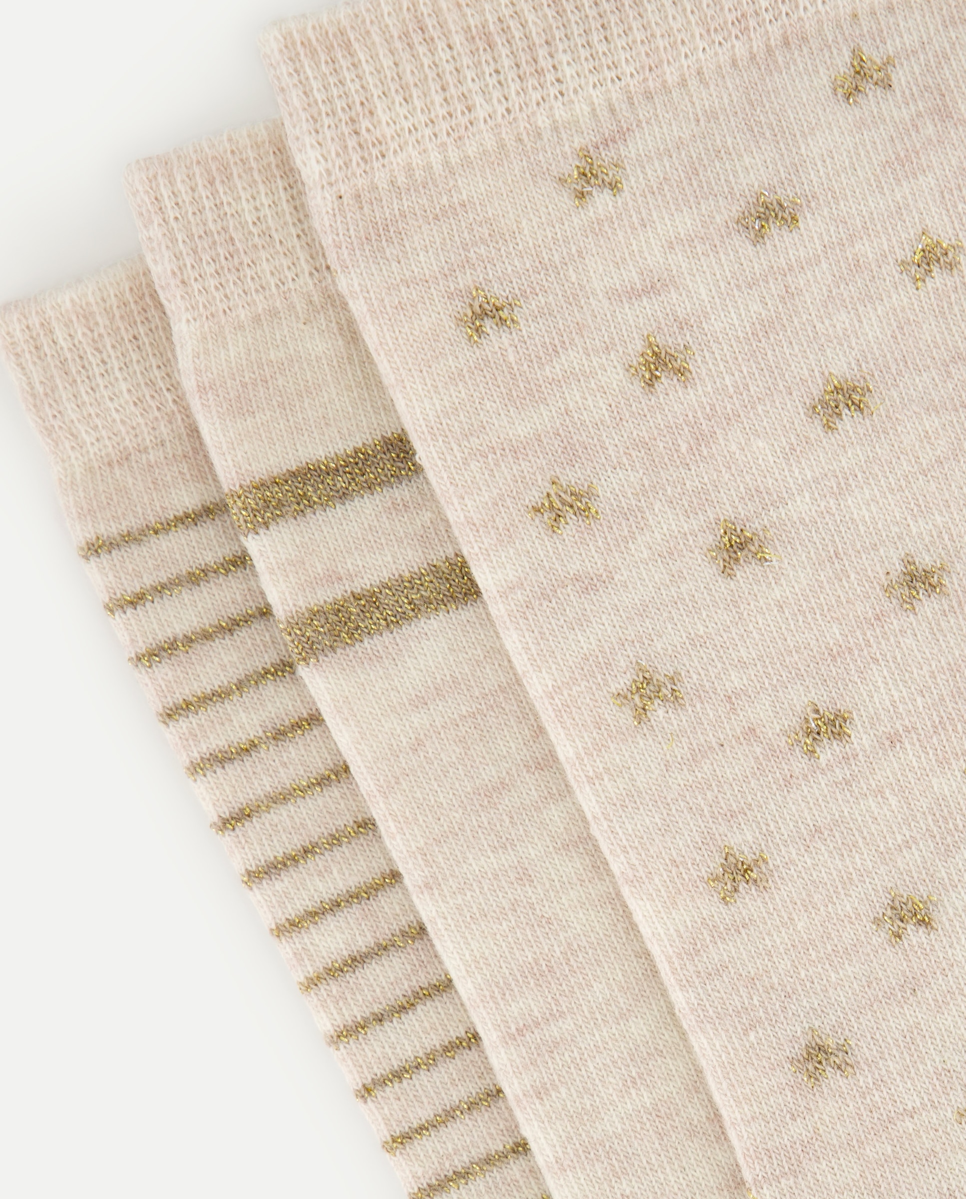 Pack de Meias de Fio Metalizado com Estrelas Bege-2