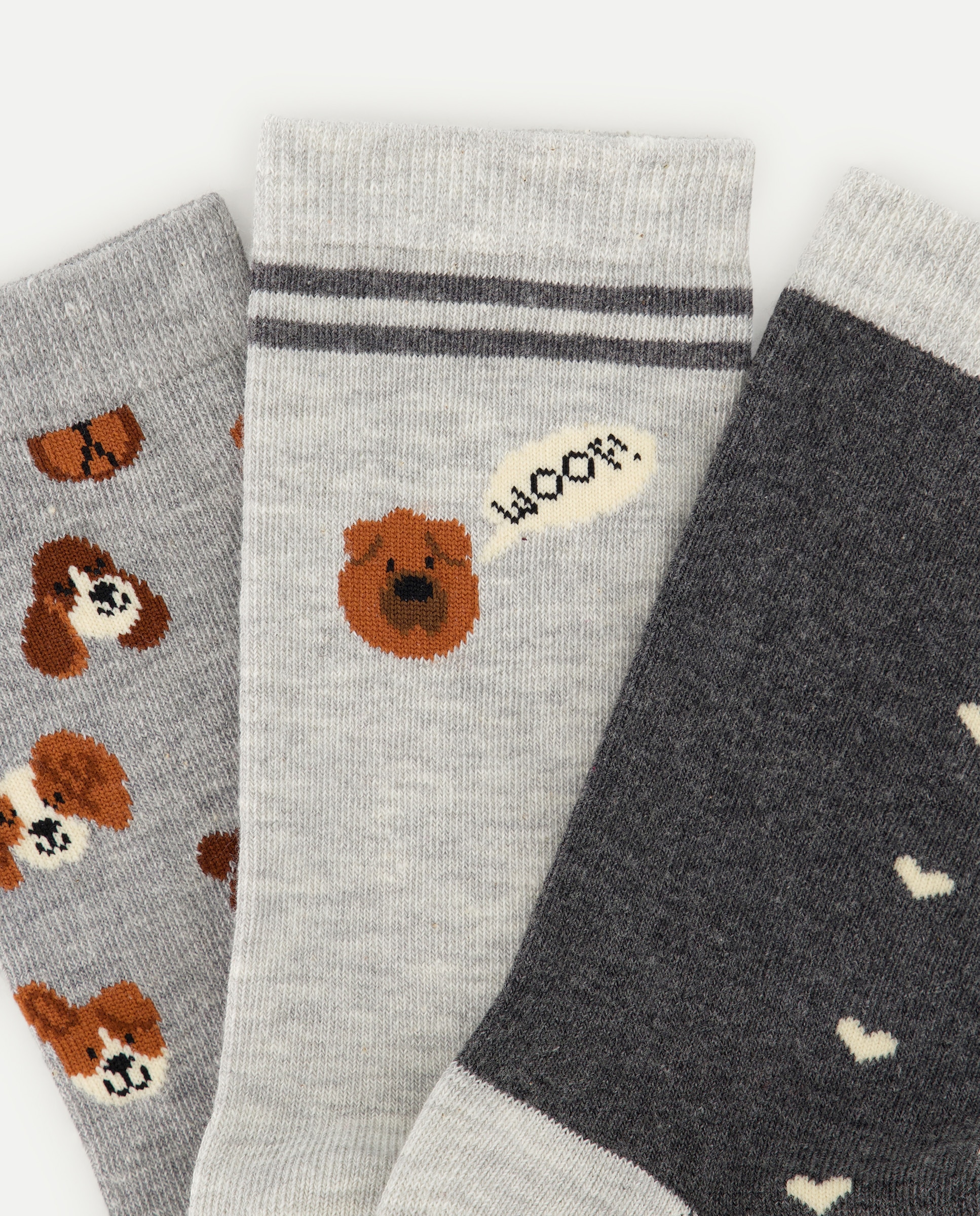 Pack de Meias com Estampado de Cães 820 Cinzento Médio-2