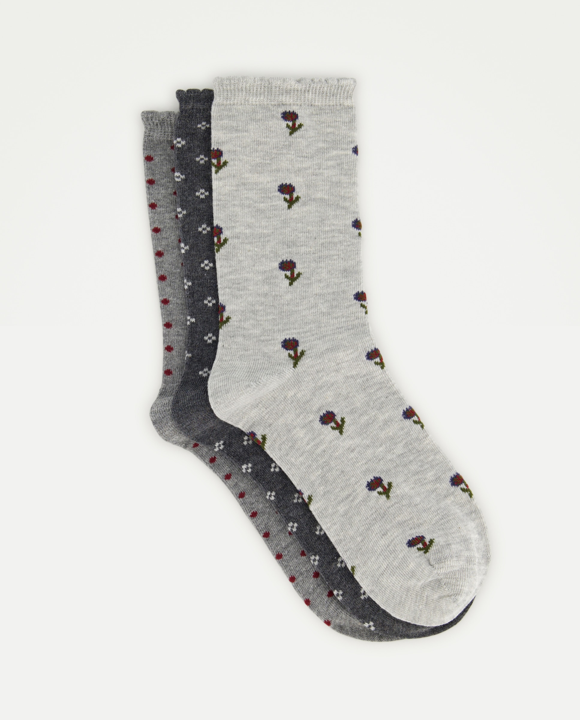 Pack de calcetines florales de mujer 820 Gris medio Easy Wear 820 Gris medio-1