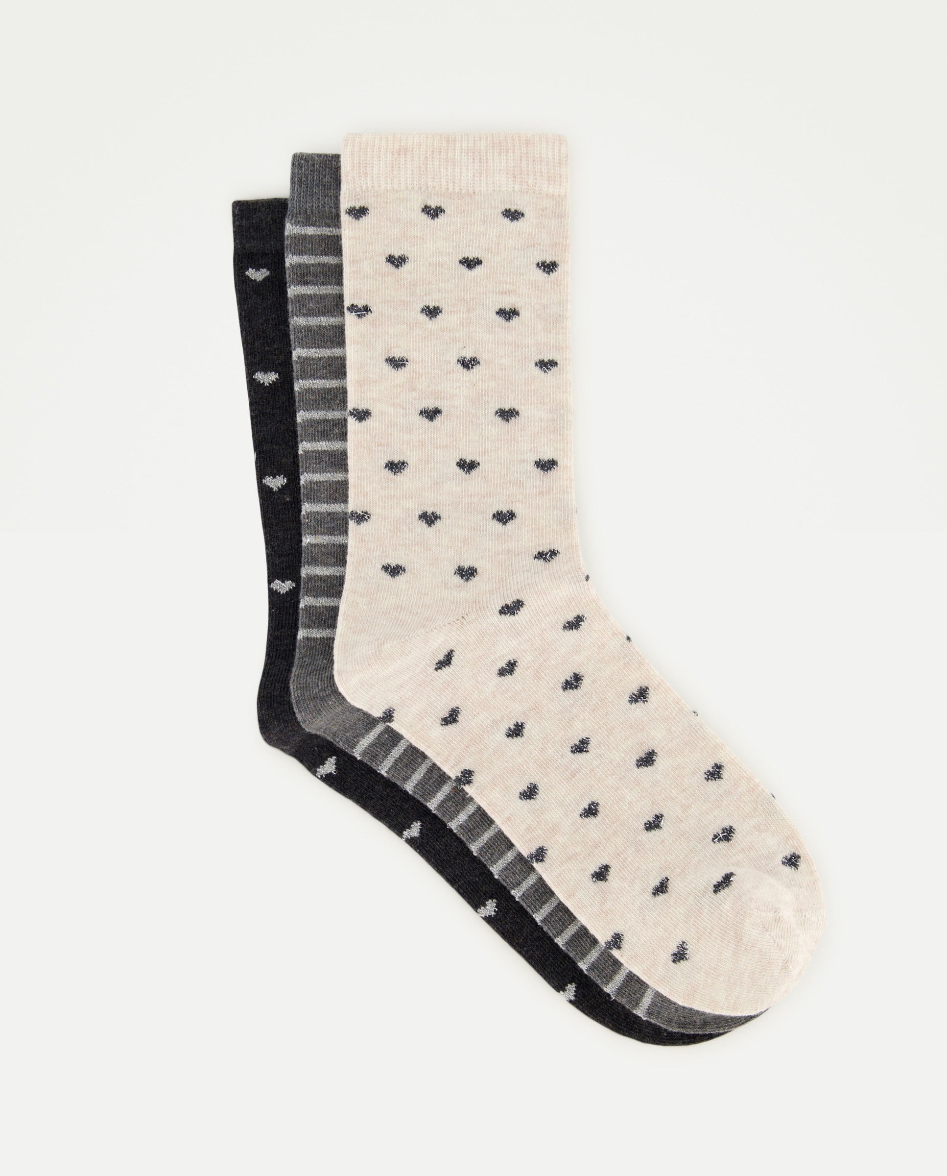 Pack de calcetines corazones lurex de mujer 820 Gris medio Easy Wear 820 Gris medio-1