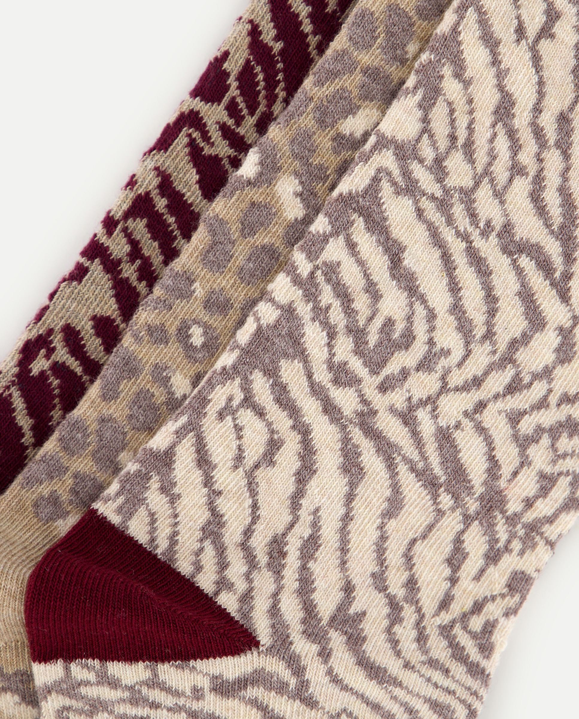 Pack de Meias com Animal Print Bege-2