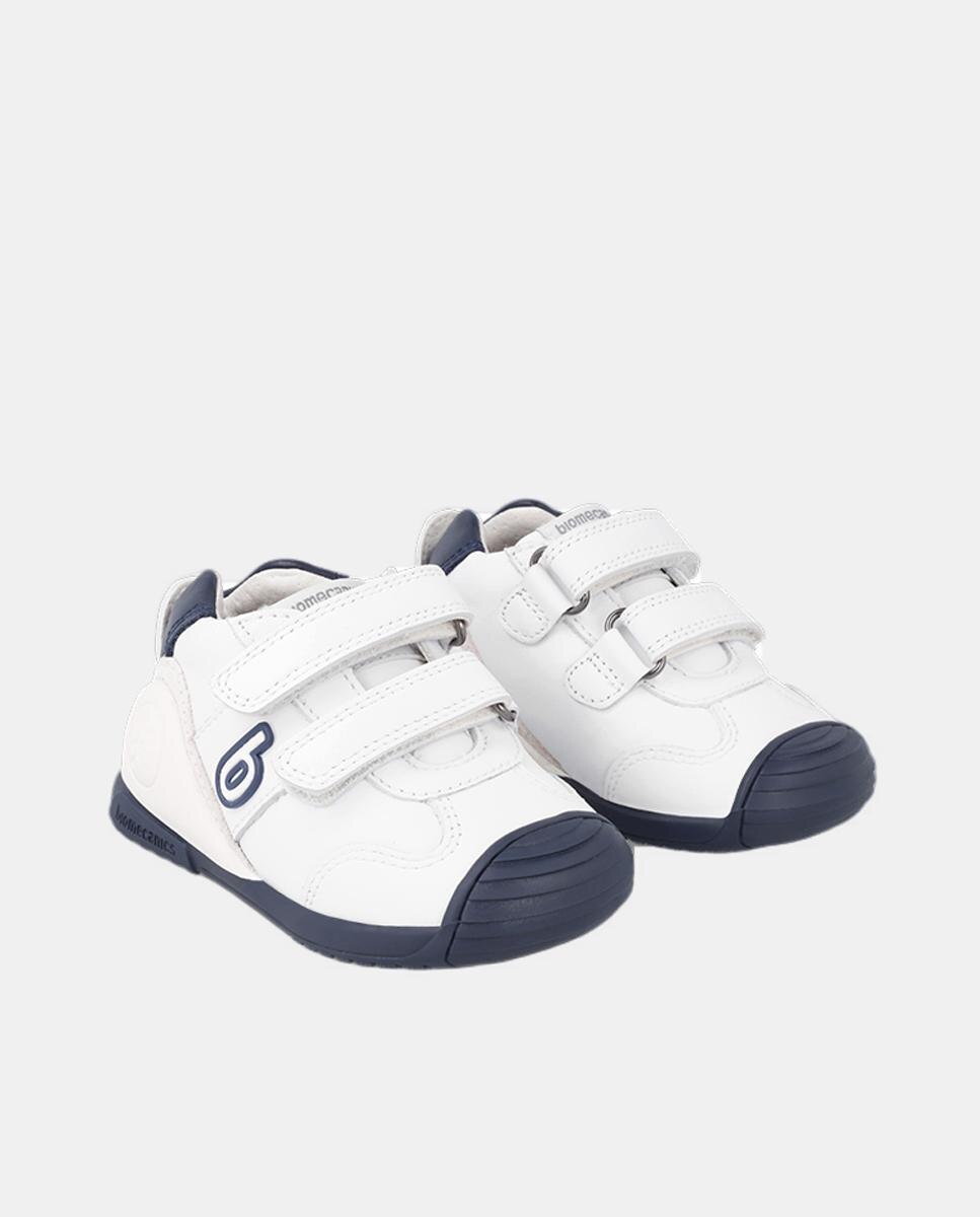 Zapatillas de bebés en piel con doble cierre adherente - Biomecanics - Azul marino Azul marino-2