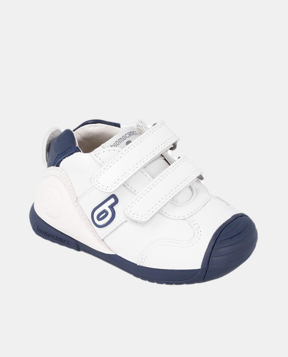 Zapatillas de bebés en piel con doble cierre adherente - Biomecanics - Azul marino Azul marino-4
