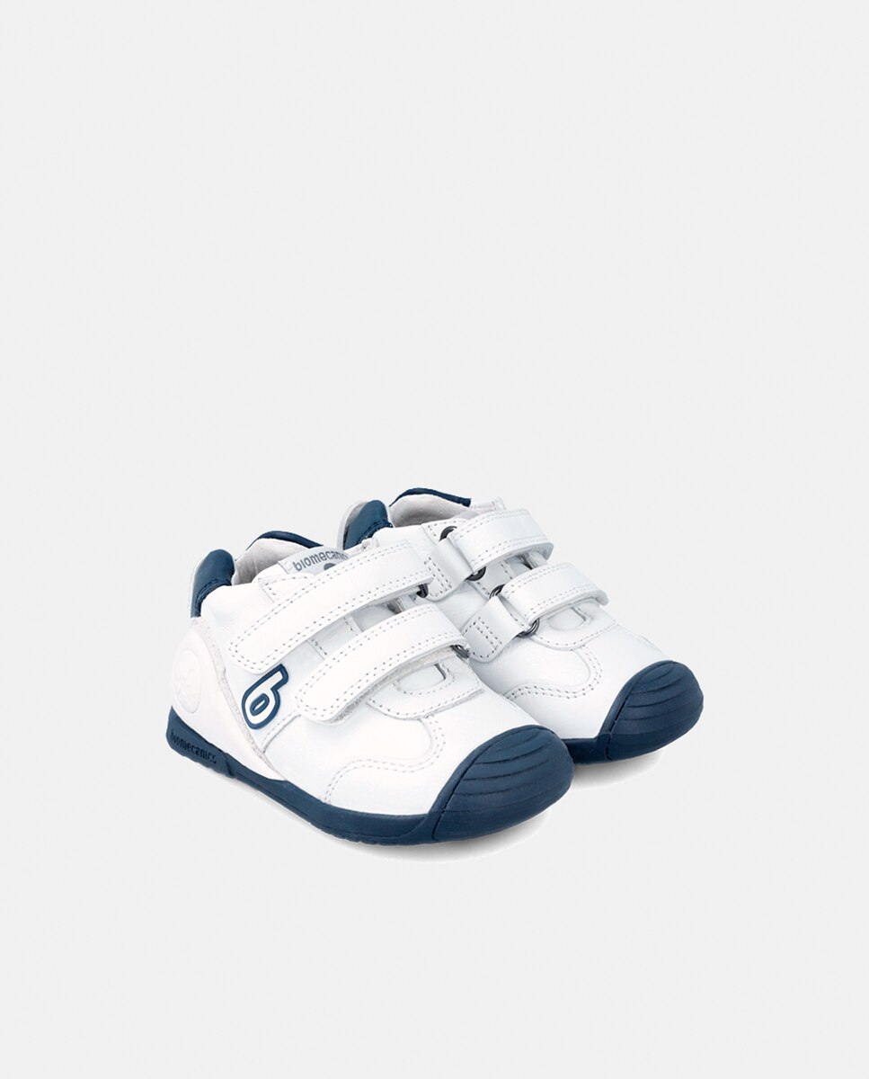 Zapatillas de bebés en piel con doble cierre adherente - Biomecanics - Azul marino Azul marino-7