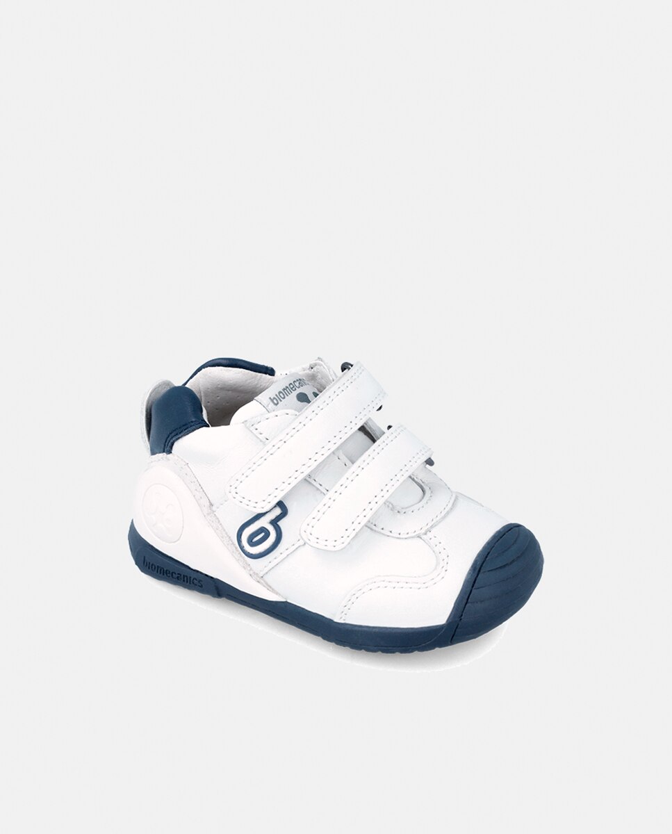 Zapatillas de bebés en piel con doble cierre adherente - Biomecanics - Azul marino Azul marino-9