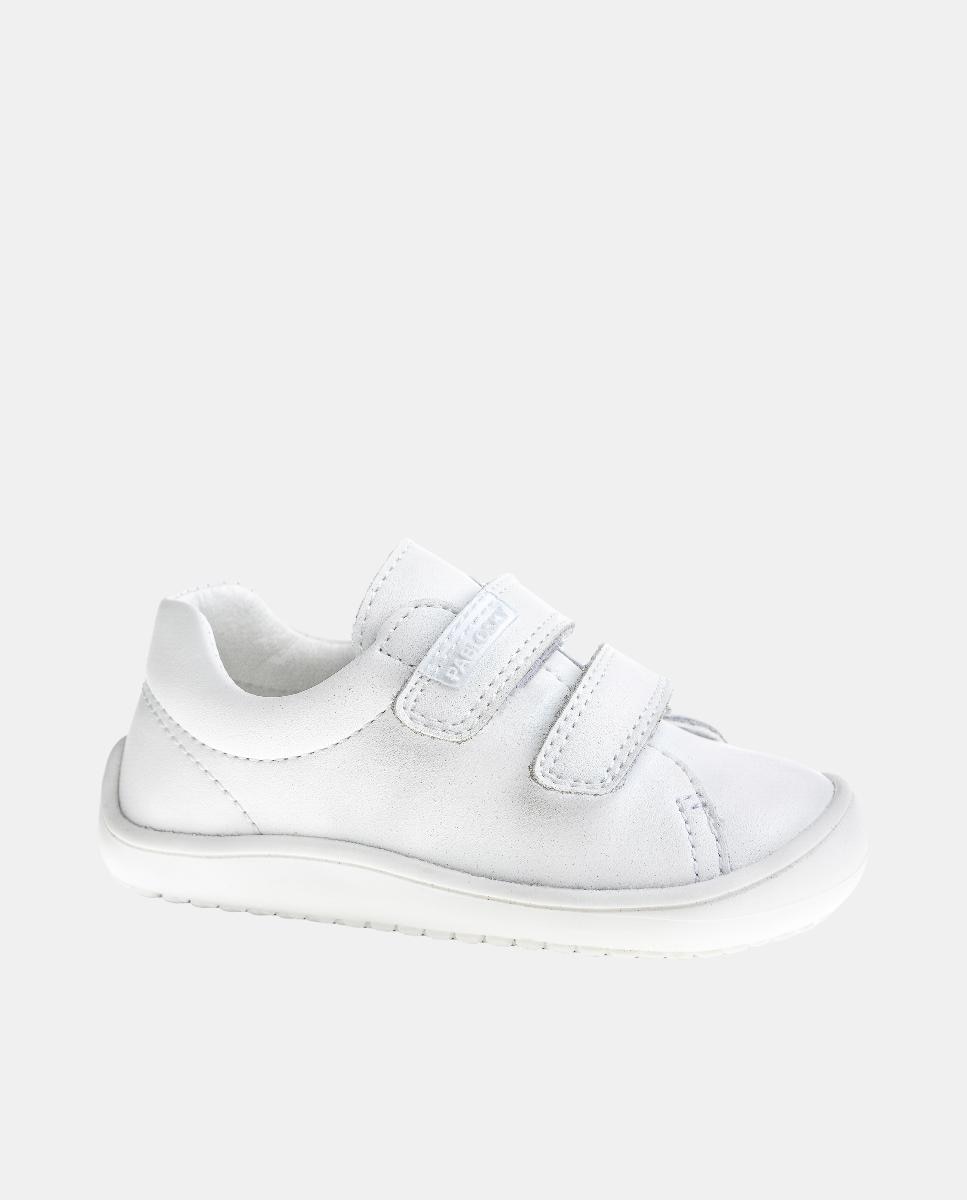 Sapatilhas Barefoot em Pele com Fecho Aderente Branco-1