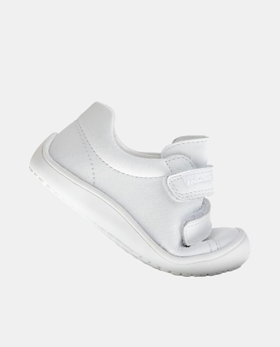 Sapatilhas Barefoot em Pele com Fecho Aderente Branco-5