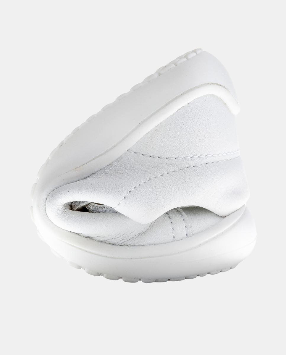 Sapatilhas Barefoot em Pele com Fecho Aderente Branco-6