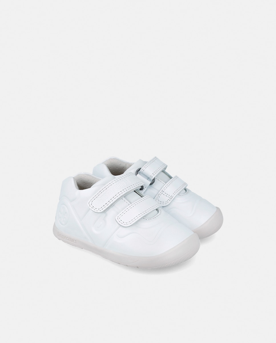 Sapatilhas Unissexo em Pele com Velcro Duplo Biomecanics Branco-2