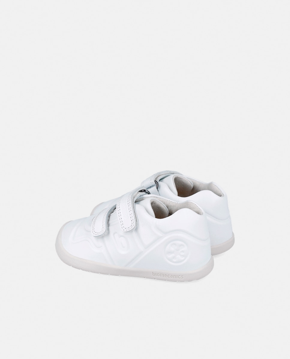 Sapatilhas Unissexo em Pele com Velcro Duplo Biomecanics Branco-3