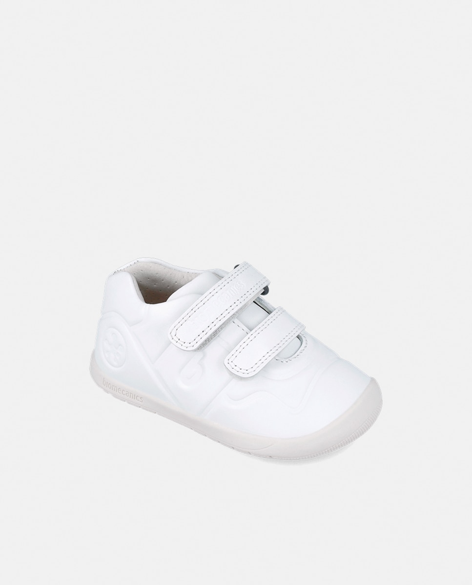 Sapatilhas Unissexo em Pele com Velcro Duplo Biomecanics Branco-4