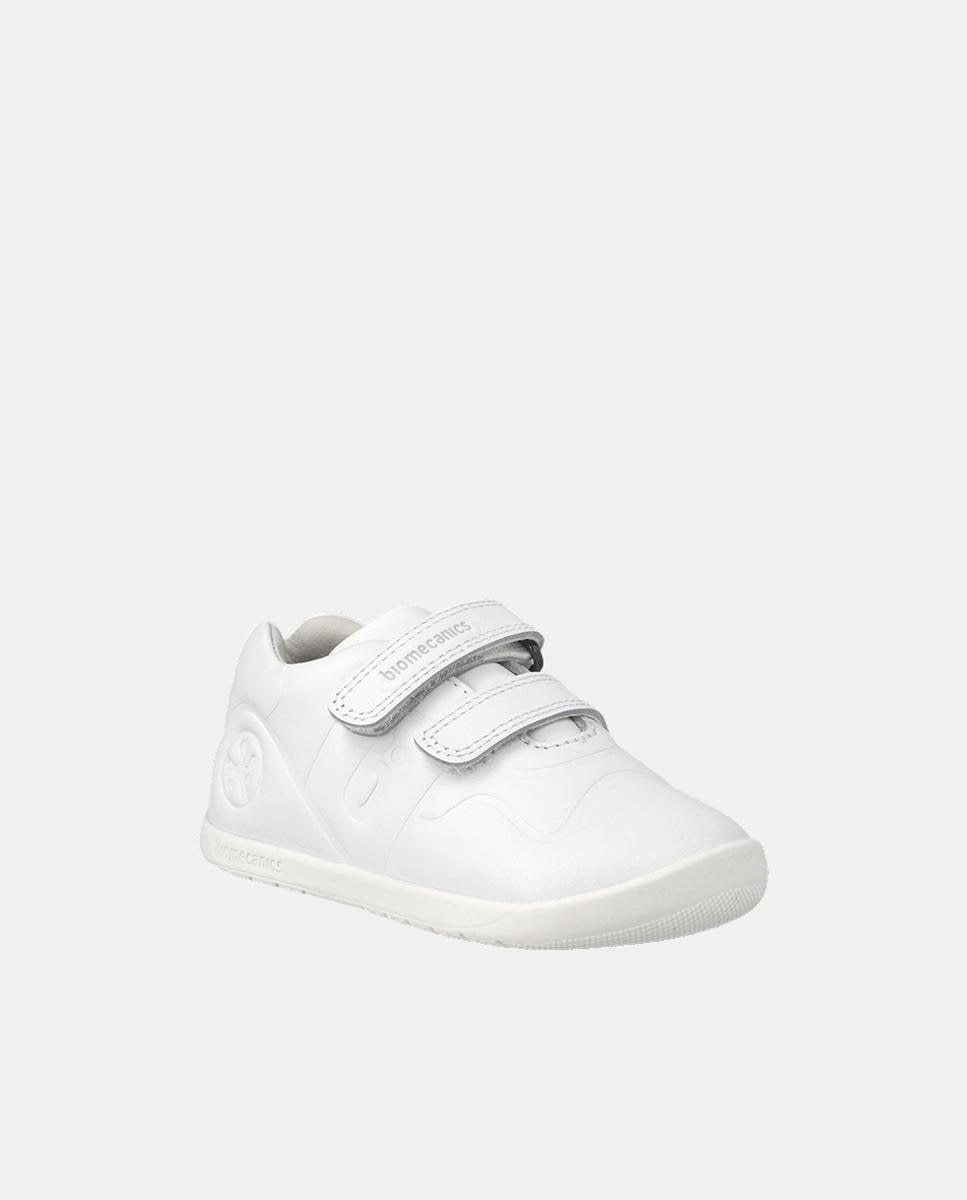 Sapatilhas Unissexo em Pele com Velcro Duplo Biomecanics Branco-4