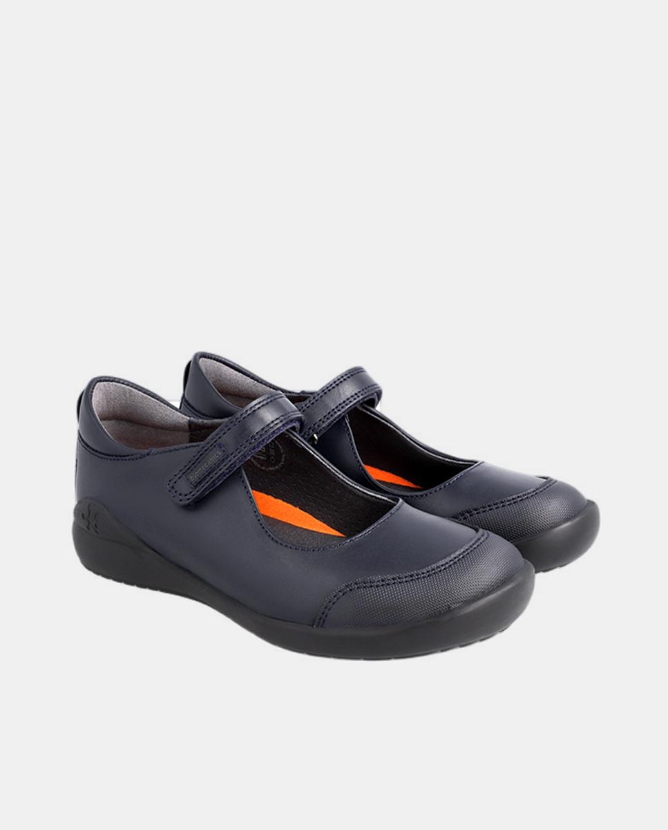 Sapatos de Presilha de Bebé de Pele com Biqueira Reforçada - Azul-Marinho Azul-marinho-2