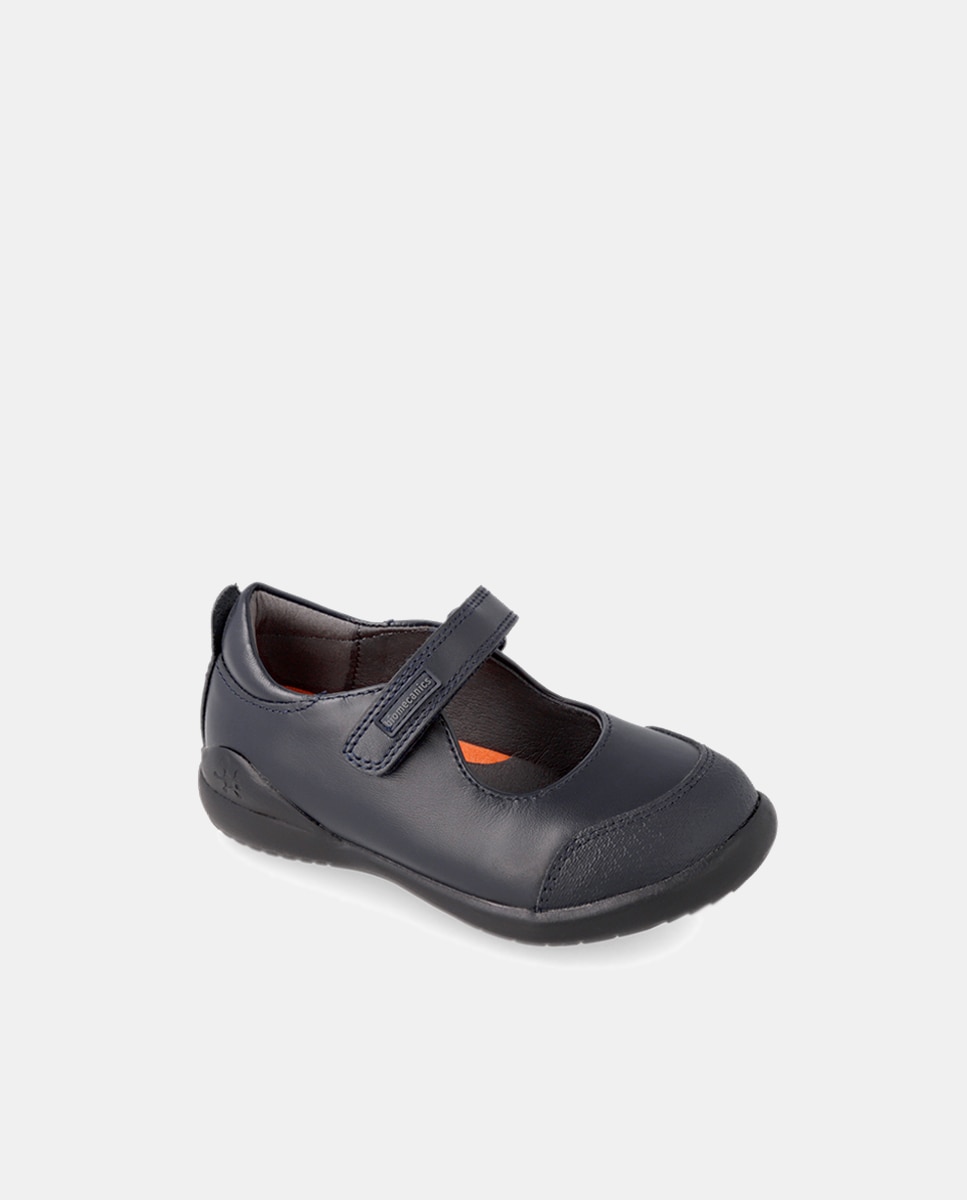 Sapatos de Presilha de Bebé de Pele com Biqueira Reforçada - Azul-Marinho Azul-marinho-6