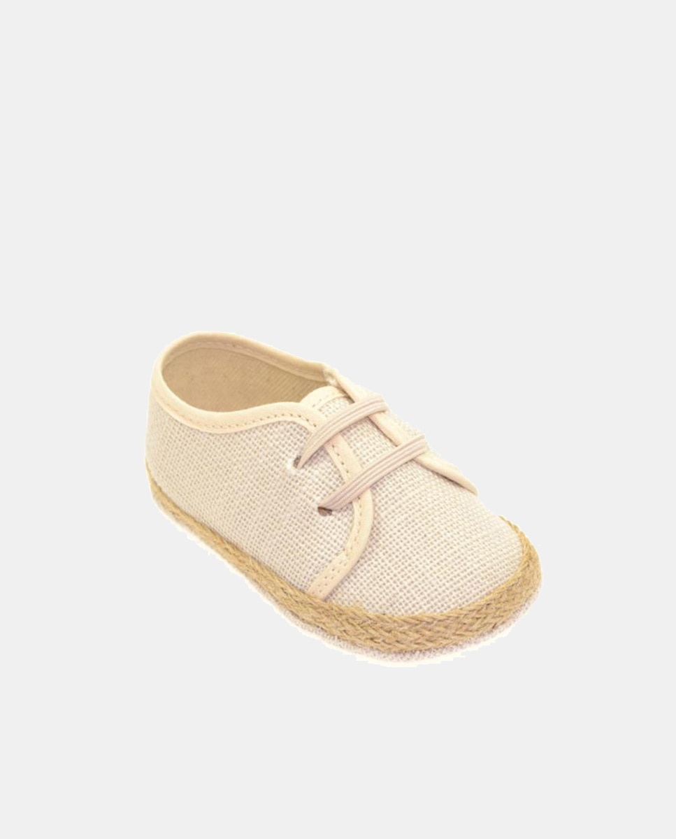 Sapatos de Bebé com Elásticos e em Linho Chuches Bege-1