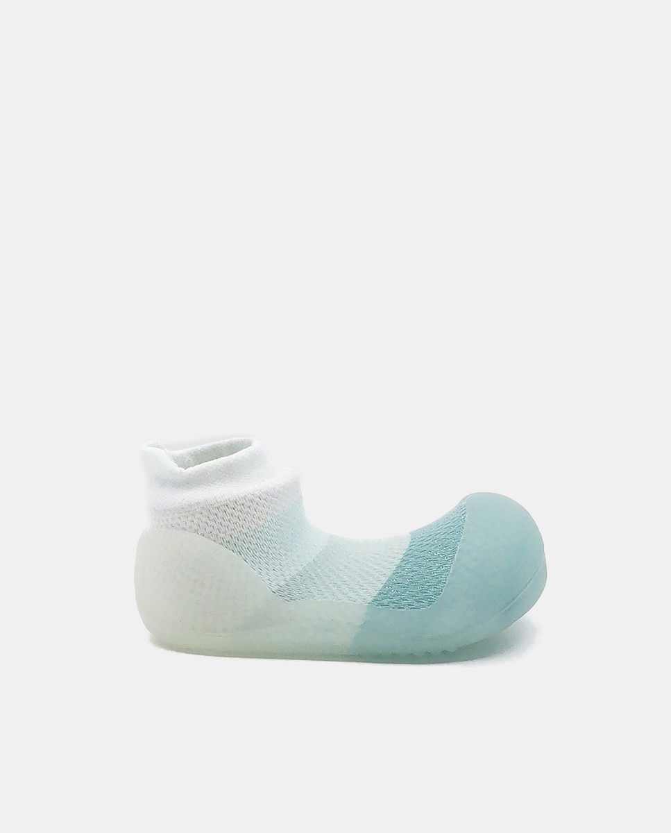 Pantufas verdes de bebé em tecido Aqua-X Attipas Verde-1