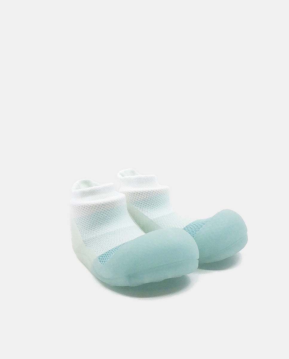 Pantufas verdes de bebé em tecido Aqua-X Attipas Verde-2