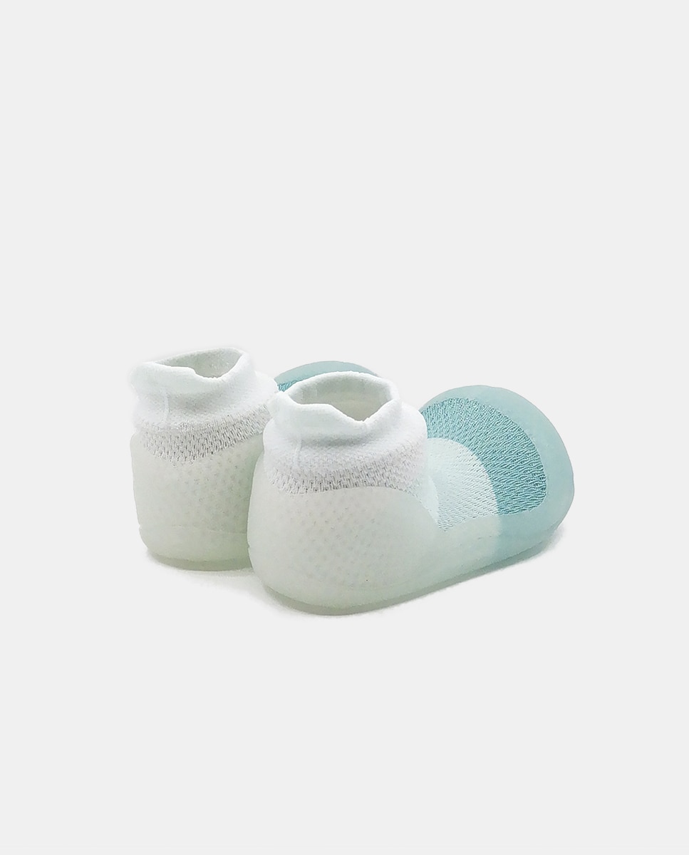 Pantufas verdes de bebé em tecido Aqua-X Attipas Verde-3