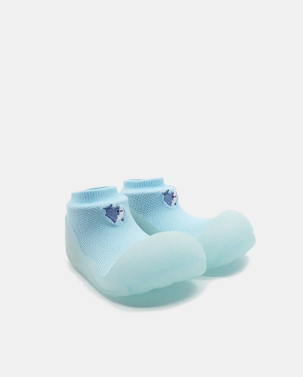 Pantufas azuis de bebé em tecido Aqua-X Attipas Azul-2