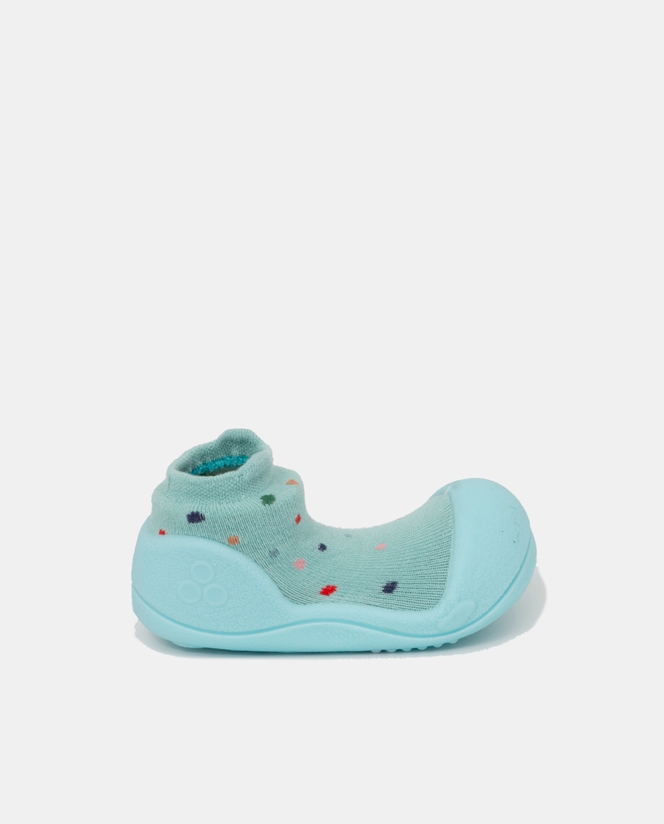 Pantufas de Bebé de Cano Baixo com Elástico no Cano Attipas Verde-1