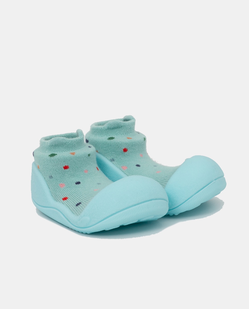 Pantufas de Bebé de Cano Baixo com Elástico no Cano Attipas Verde-3