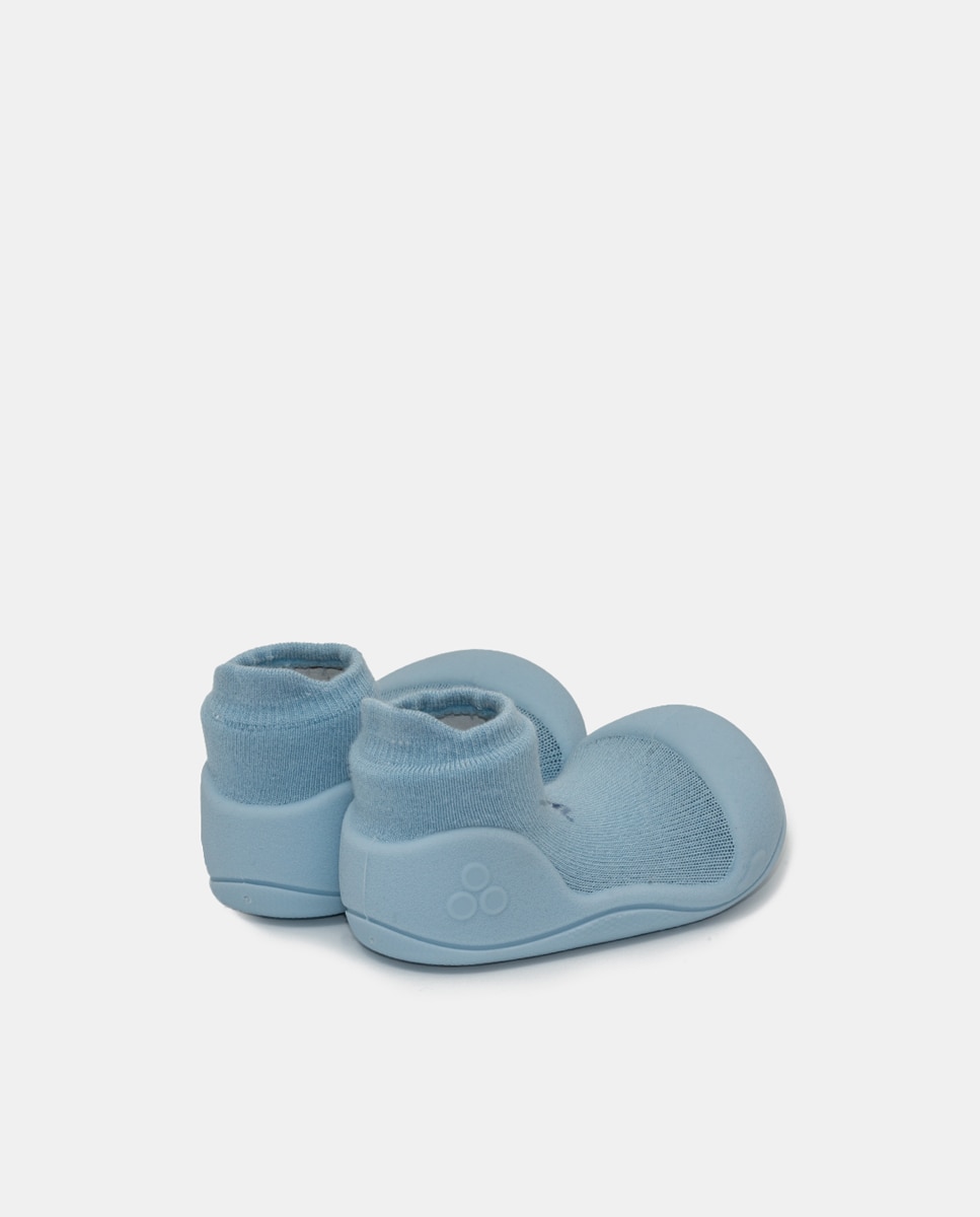 Botas de Tricot de Bebé em Têxtil com Desenho de Barco Azul-3