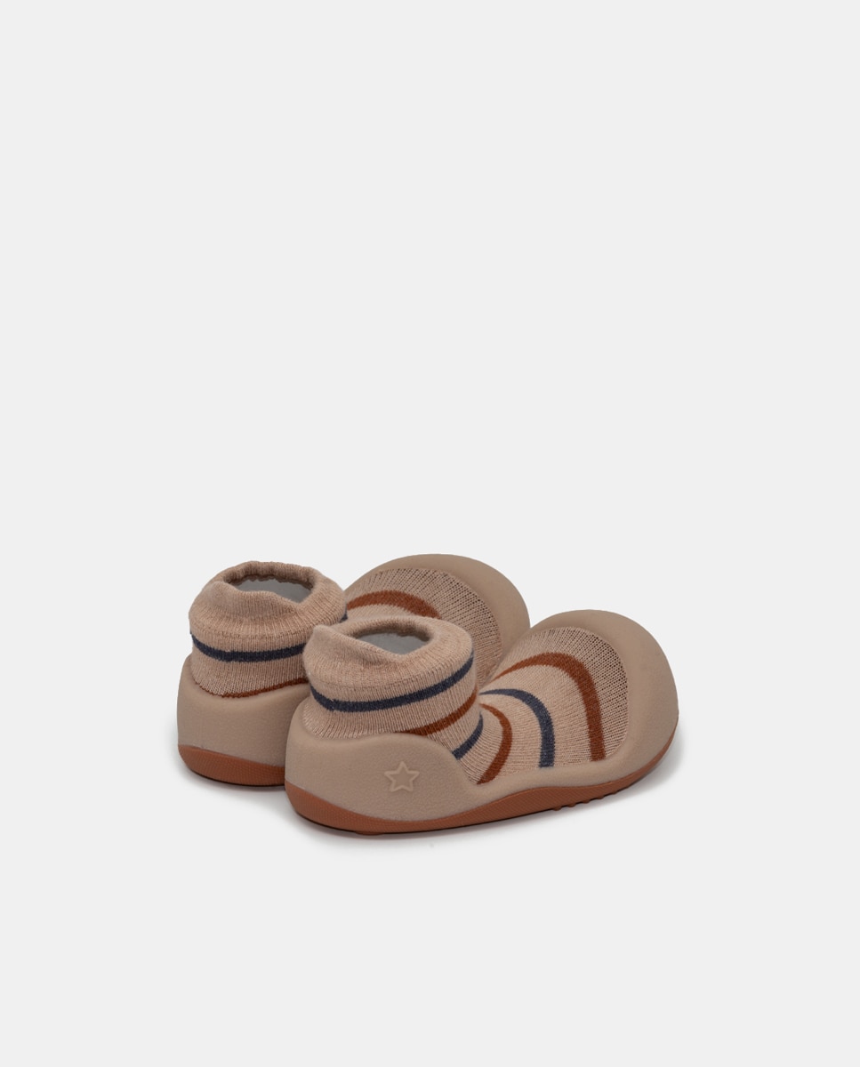 Botas de Tricot de Bebé em Têxtil com Detalhe Bordado Azul-marinho-3