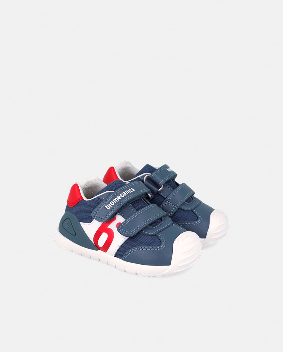 Sapatilhas em Têxtil e Pele com Velcro Duplo Biomecanics Azul-2