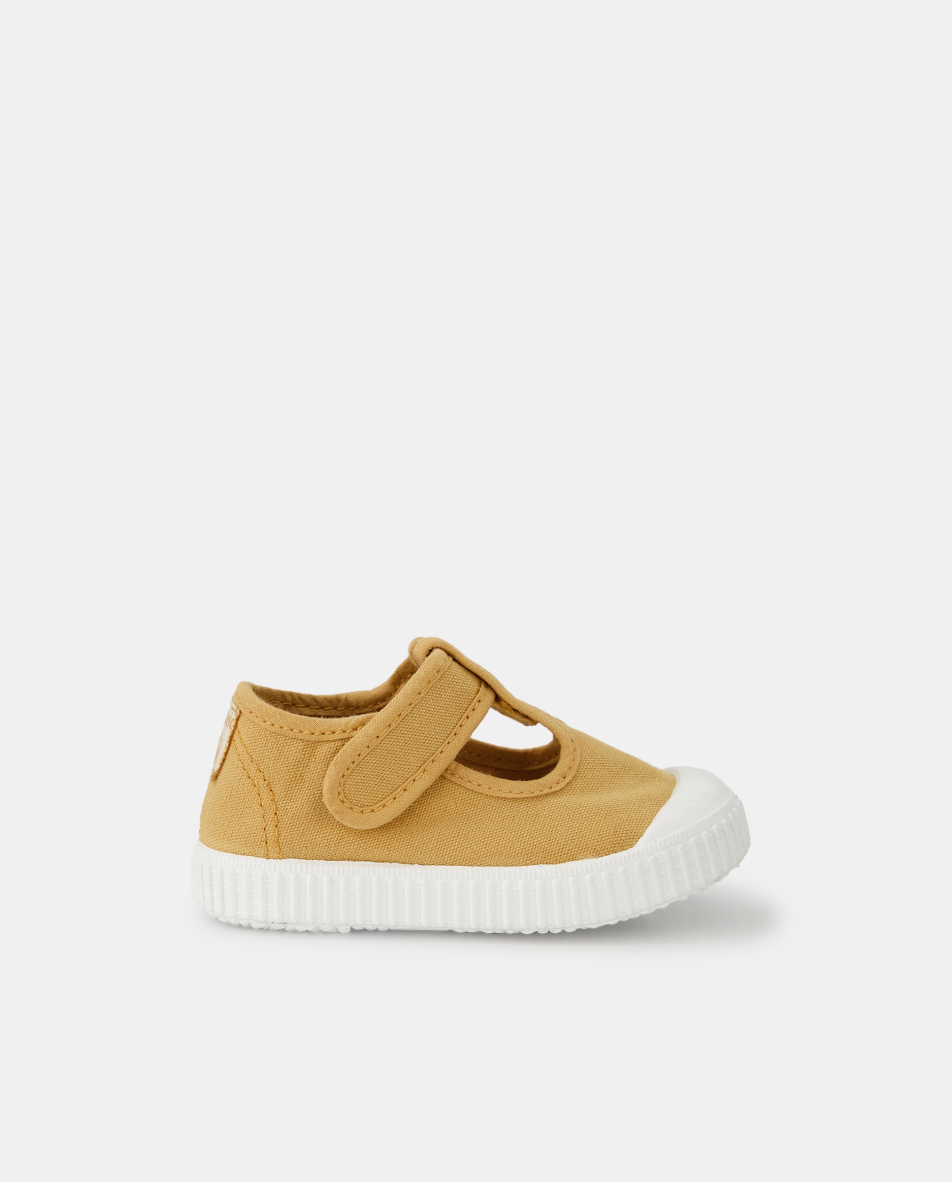 Sapatos de Presilha de Bebé com Biqueira Reforçada, Fecho Aderente e em Lona - Amarelo Amarelo-1