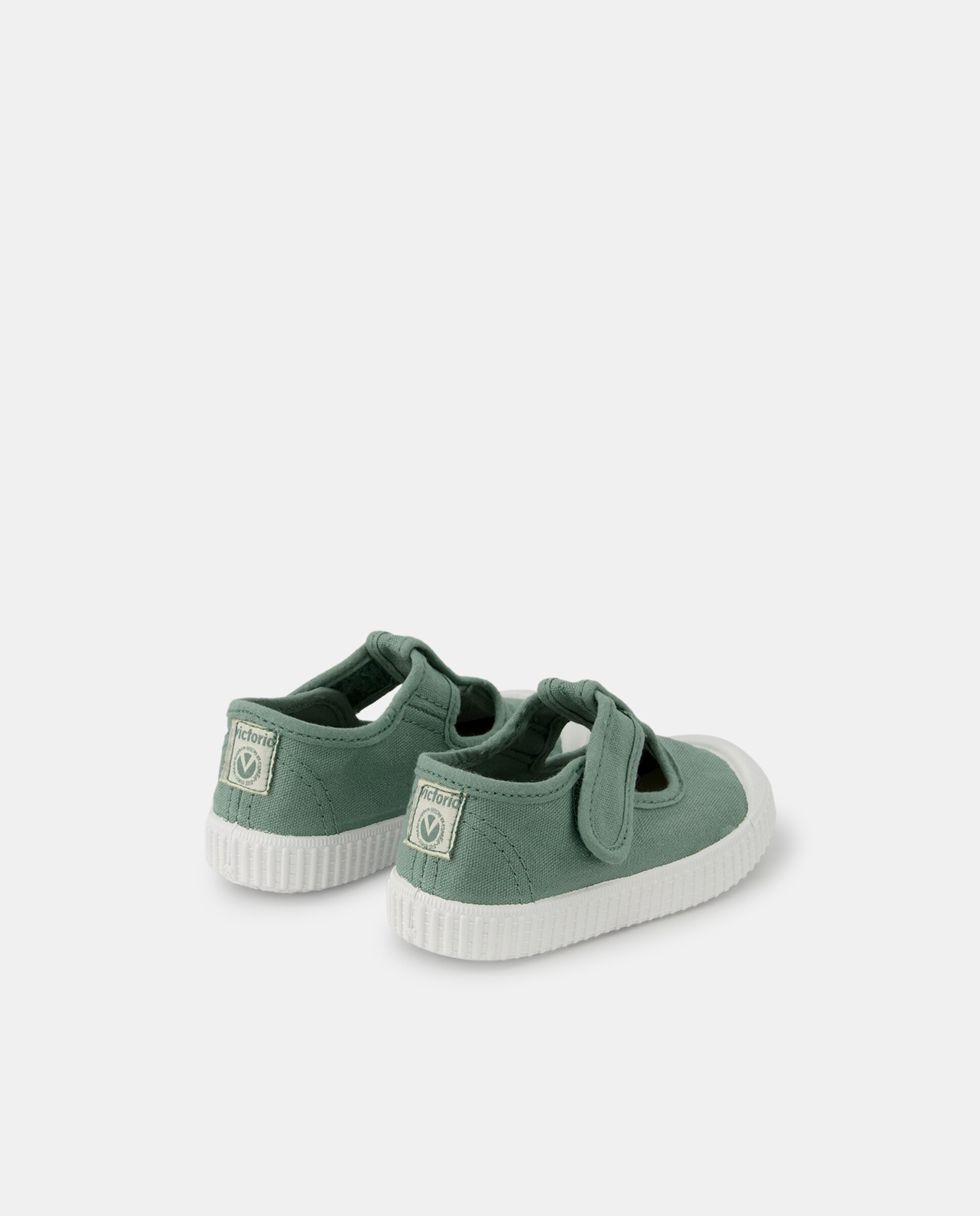 Sapatos de Presilha de Bebé com Biqueira Reforçada, Fecho Aderente e em Lona - Verde Verde-3