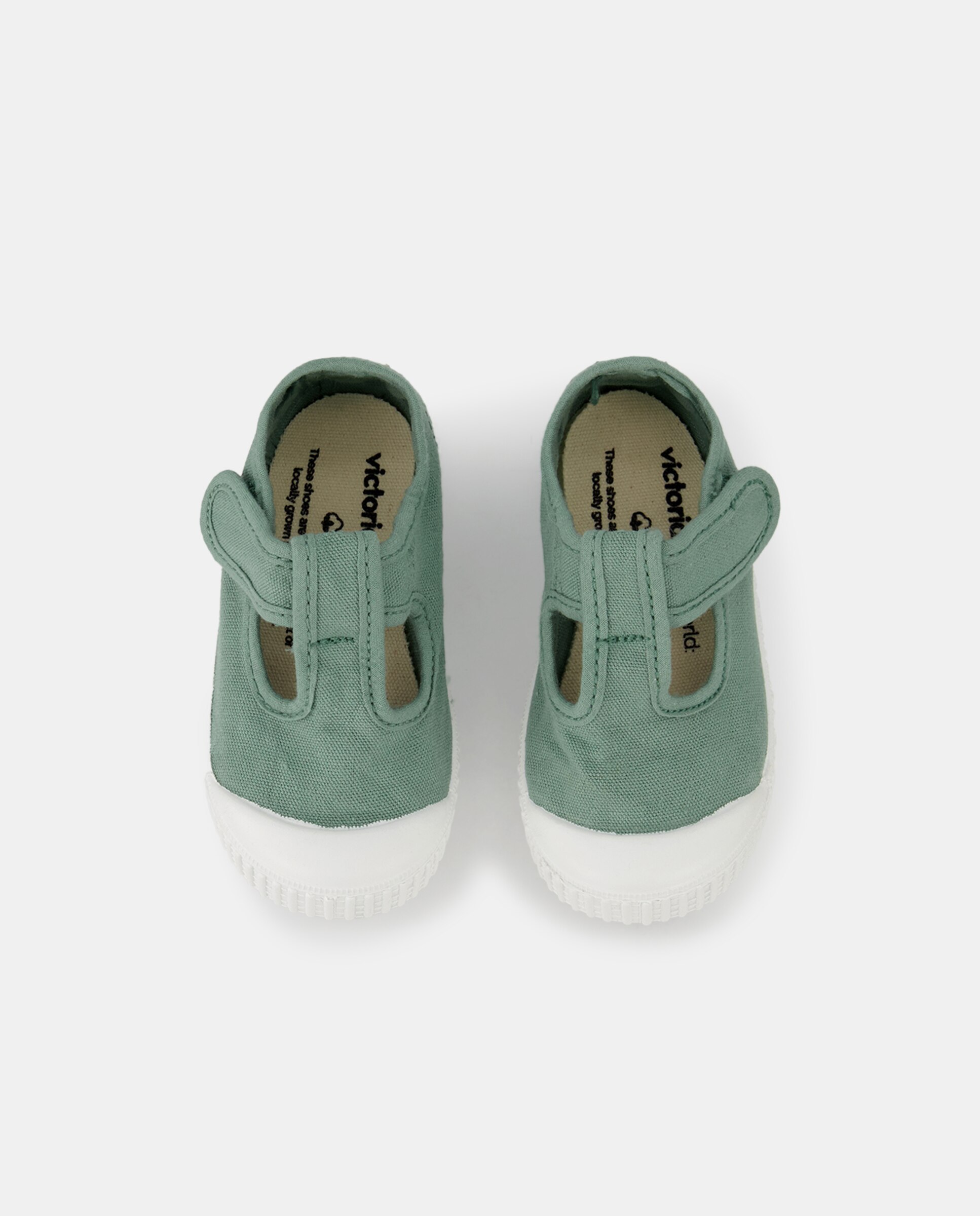 Sapatos de Presilha de Bebé com Biqueira Reforçada, Fecho Aderente e em Lona - Verde Verde-4