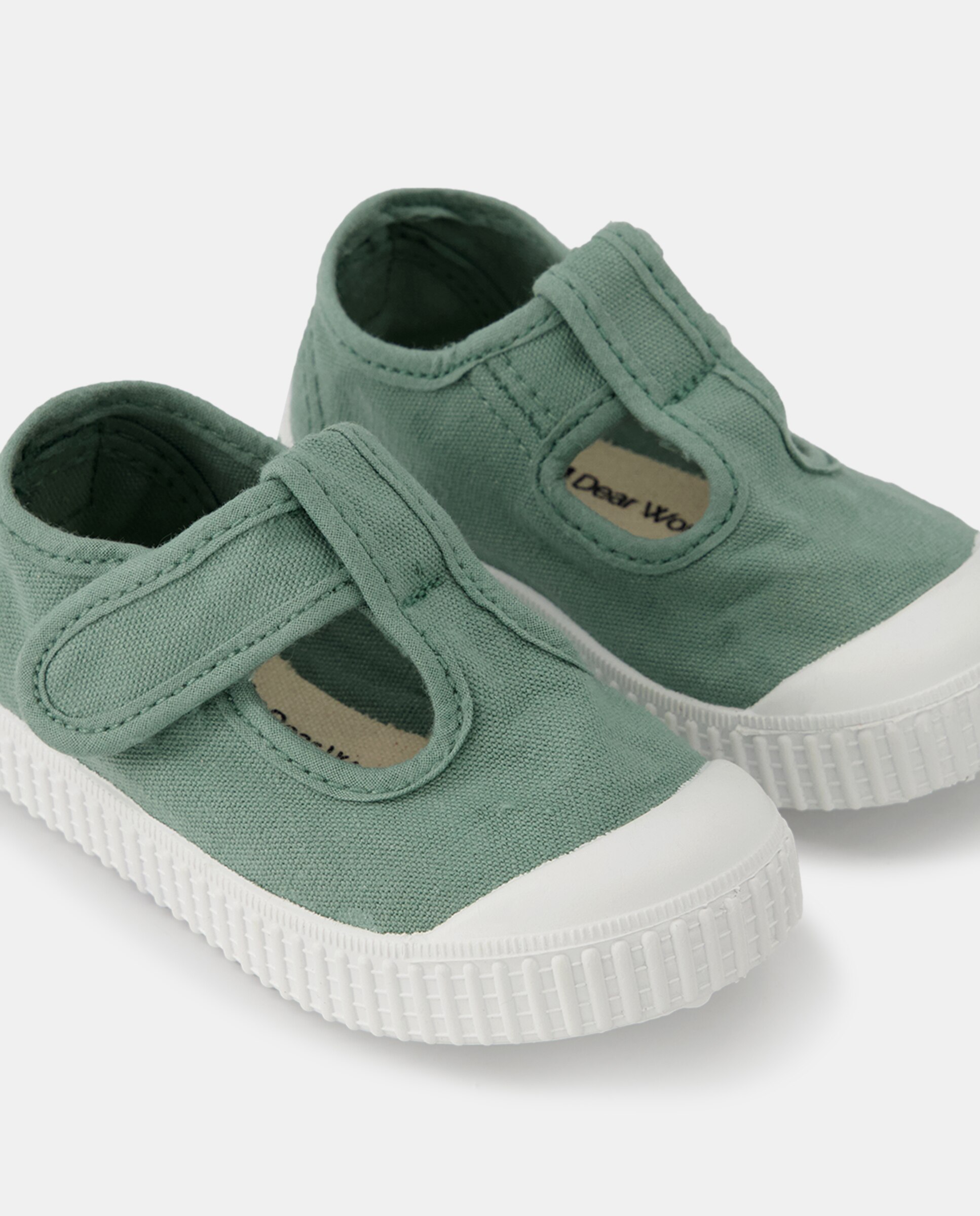 Sapatos de Presilha de Bebé com Biqueira Reforçada, Fecho Aderente e em Lona - Verde Verde-5