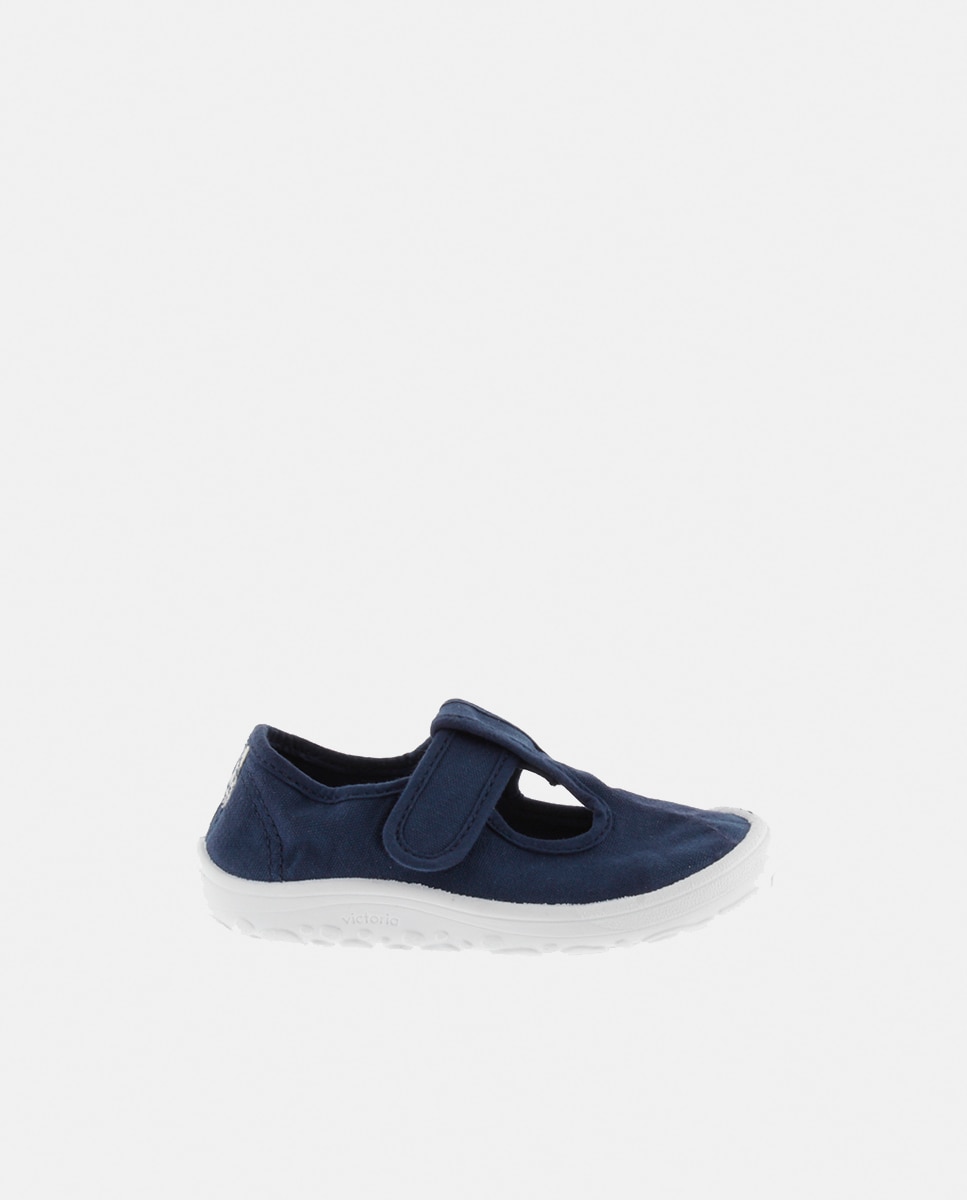 Sandálias de Criança Barefoot de Lona DREC com Fecho Aderente Victoria Azul-marinho-1